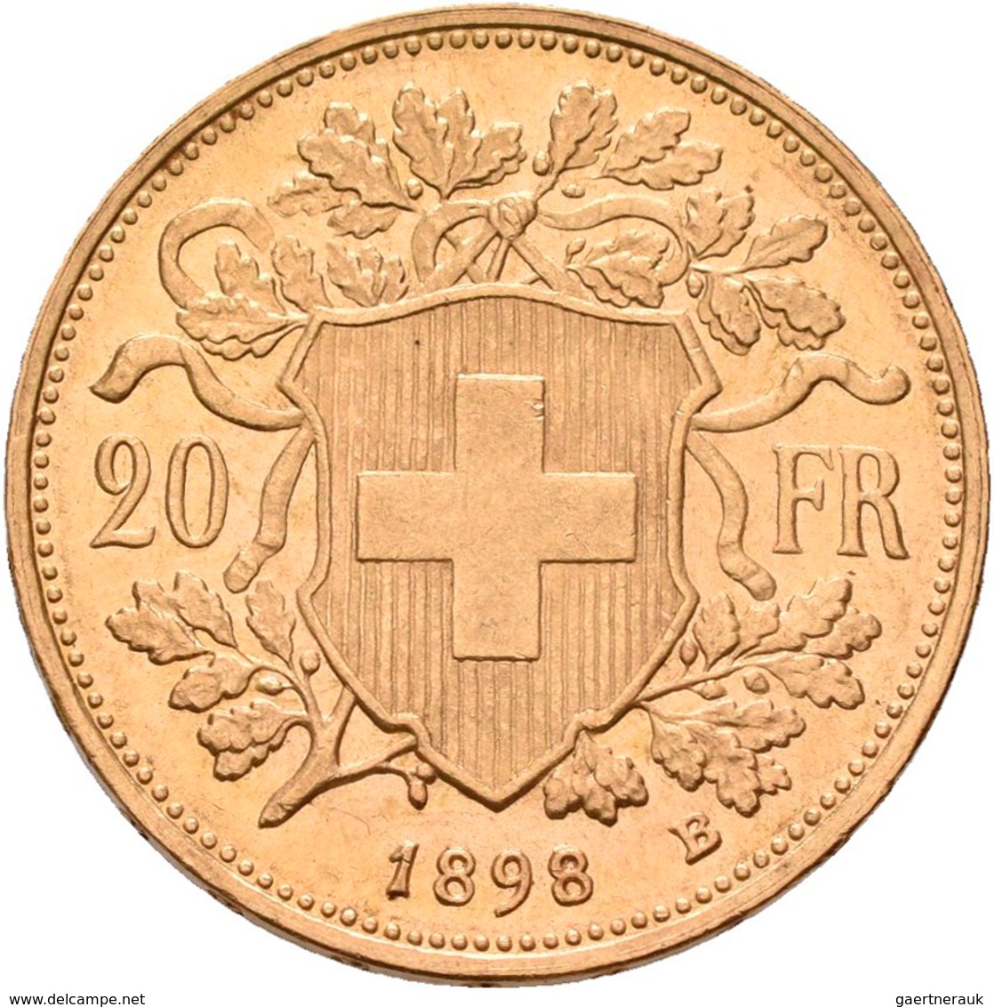 Schweiz - Anlagegold: 20 Franken 1898 B (Vreneli), KM# 35.1, Friedberg 499. 6,45 G, 900/1000 Gold. K - Other & Unclassified