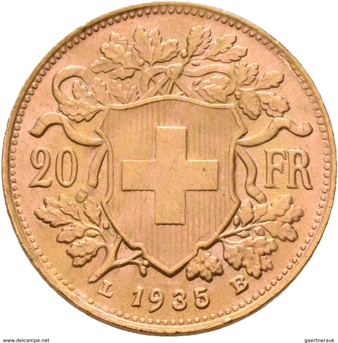 Schweiz - Anlagegold: Lot 4 Goldmünzen: 4 X 20 Franken 1935 LB (Vreneli). KM# 35.1, Friedberg 499. J - Otros & Sin Clasificación