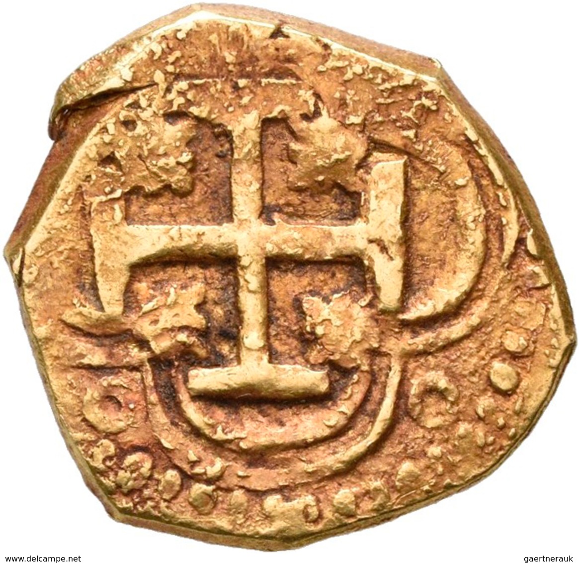 Spanien: Felipe II. 1556-1598: 1 Escudo O.J. / Schiffsgeld / Gold Cob Coin. Vermutlich Philipp II. O - Altri & Non Classificati