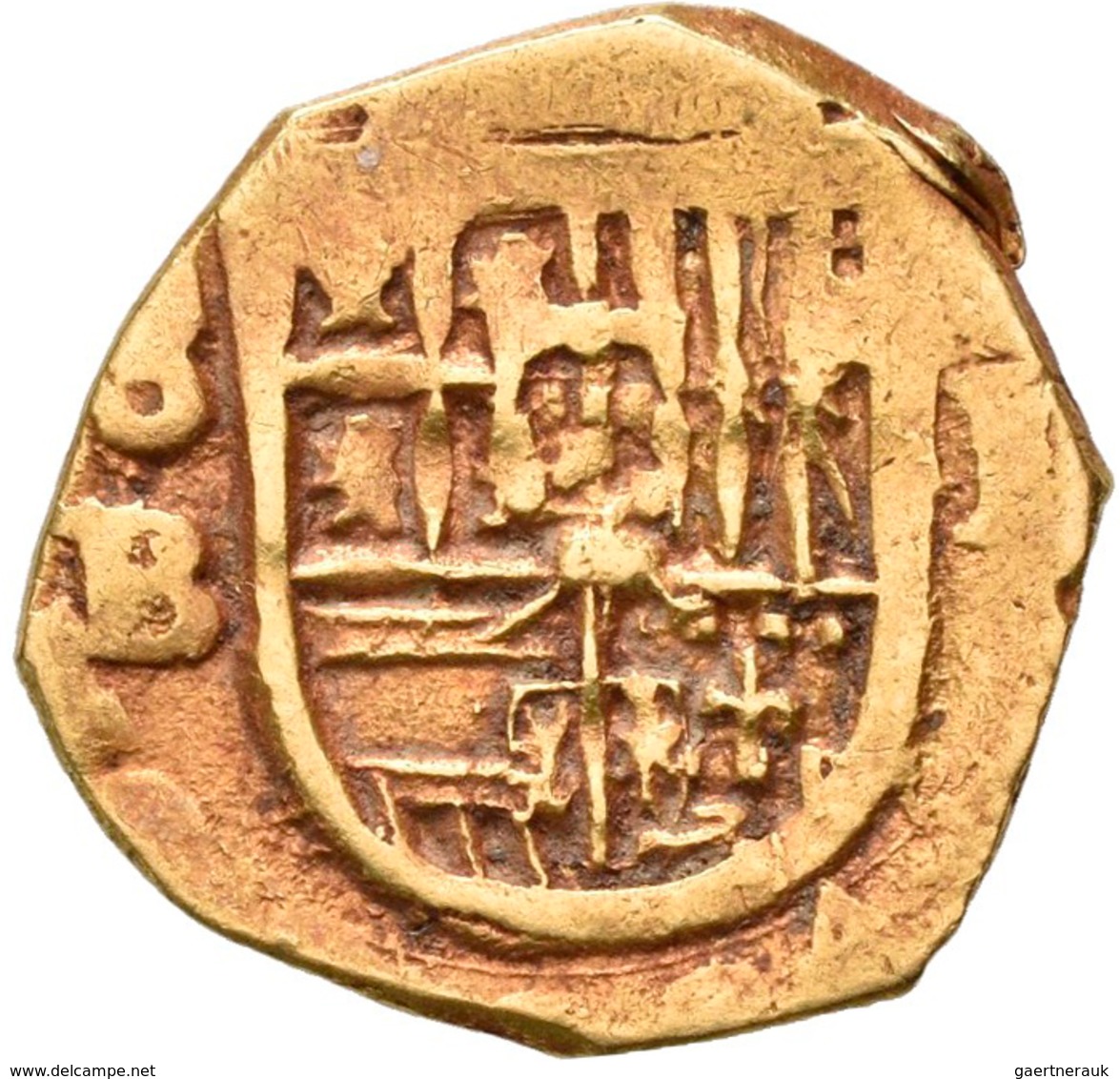 Spanien: Felipe II. 1556-1598: 1 Escudo O.J. / Schiffsgeld / Gold Cob Coin. Vermutlich Philipp II. O - Otros & Sin Clasificación
