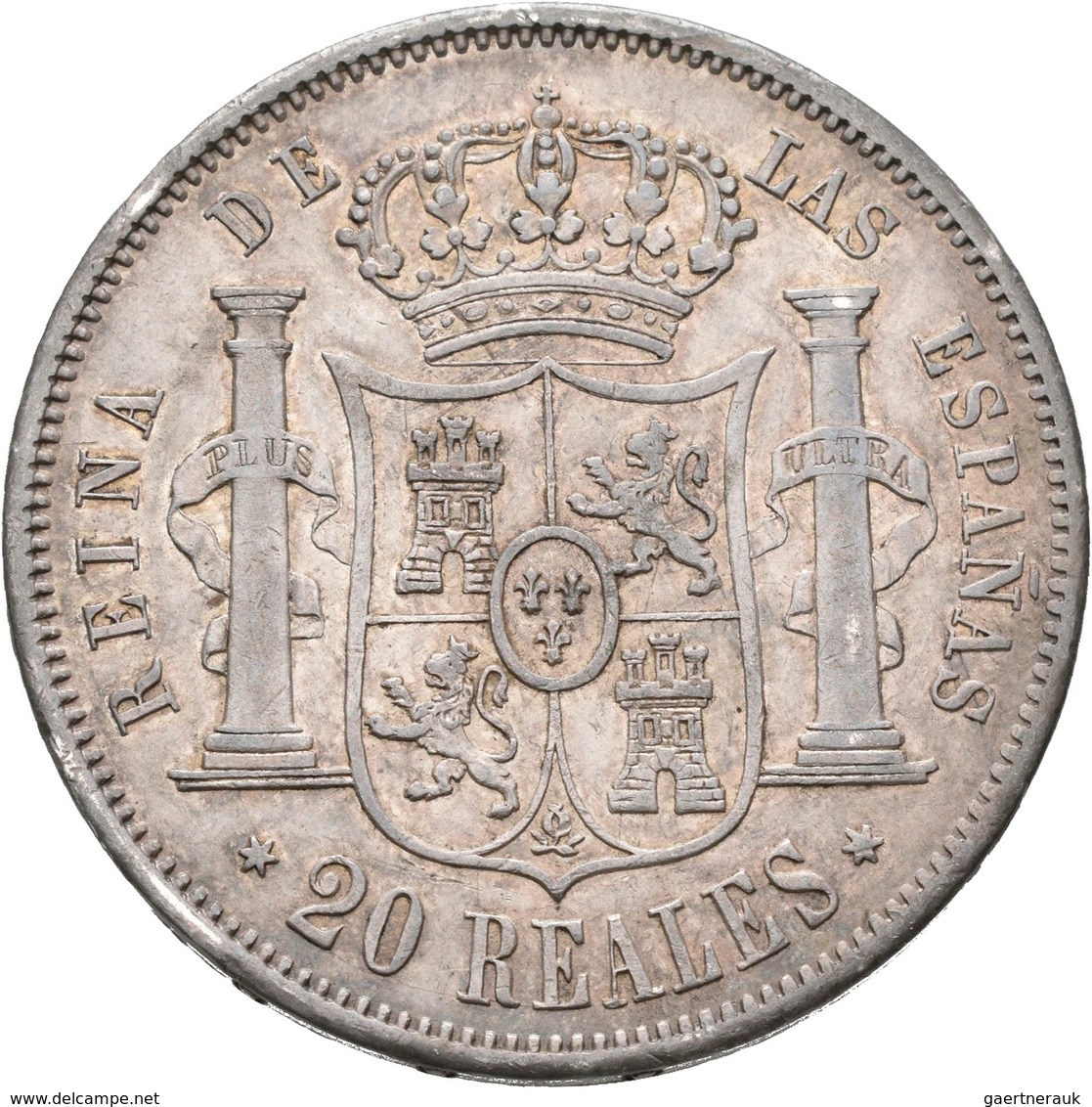 Spanien: Isabella II. 1833-1868: Lot 2 Stück; 20 Reales 1854, Davenport 333, 26,10 G, Sehr Schön Und - Otros & Sin Clasificación