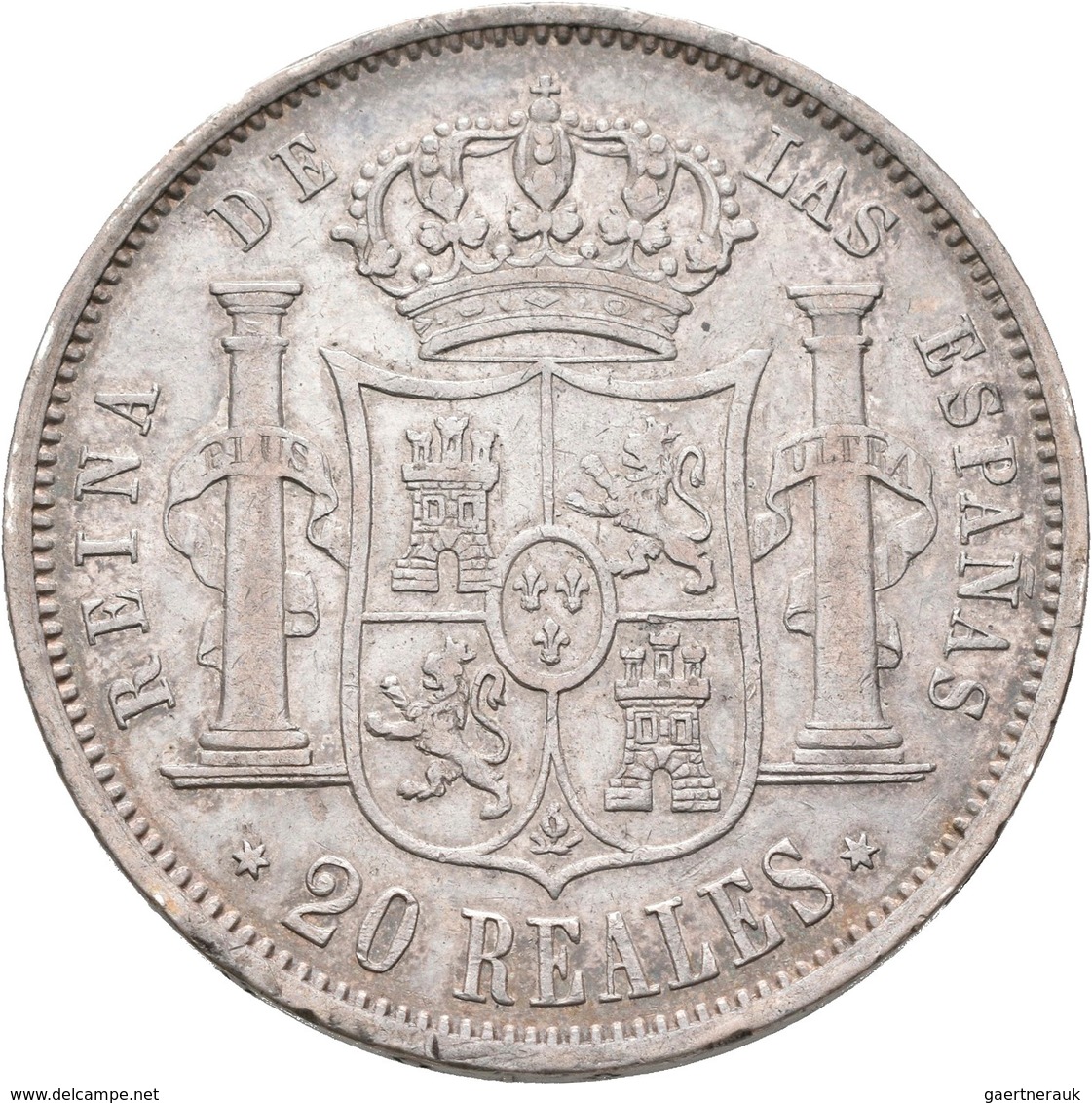 Spanien: Isabella II. 1833-1868: Lot 2 Stück; 20 Reales 1854, Davenport 333, 26,10 G, Sehr Schön Und - Altri & Non Classificati