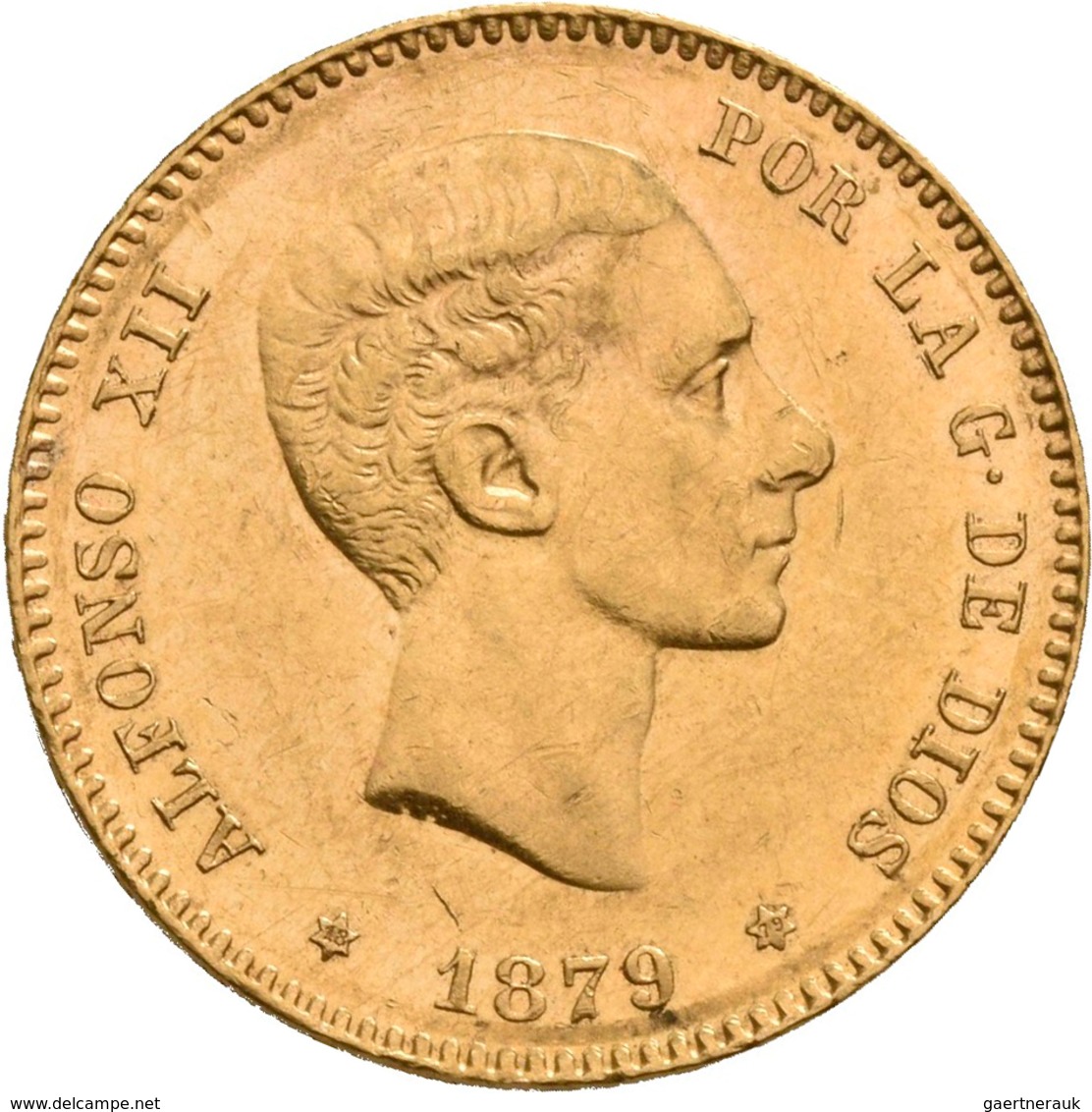 Spanien - Anlagegold: Alfonso XII. 1874-1885: 25 Pesetas 1879 (18-79) EM M., KM# 673, Friedberg 342. - Sonstige & Ohne Zuordnung