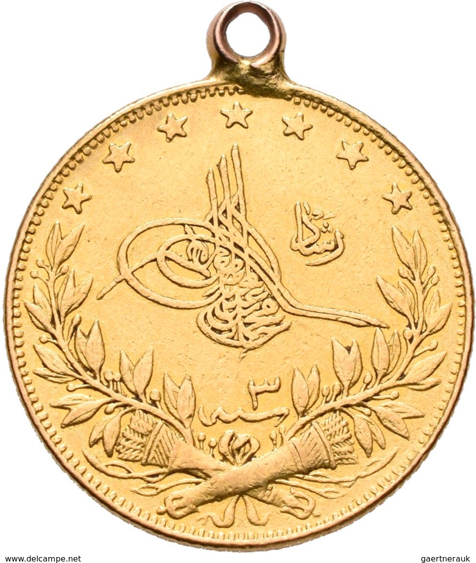 Türkei - Anlagegold: Muhammad V. 1909-1918 (AH 1327-1336): 100 Kurush AH 1327/3, Gold 917/1000, 7,26 - Turchia