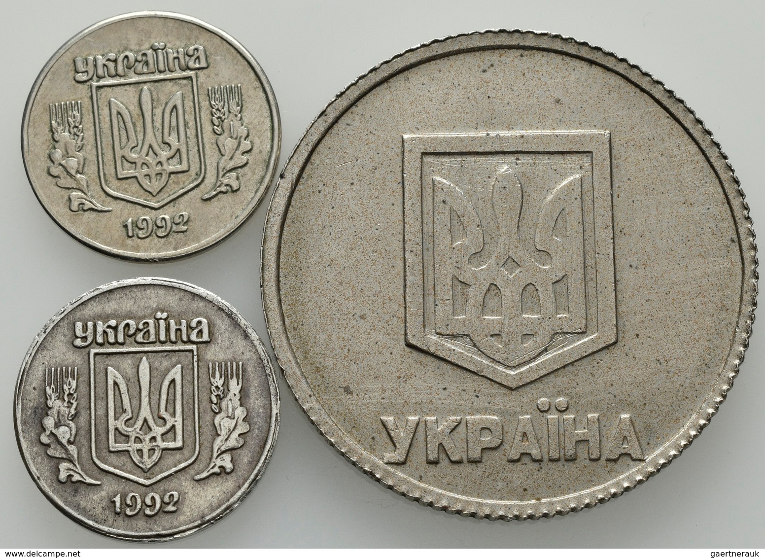 Ukraine: Lot 3 Proben/Essai: 15 Kopeken 1992 Vermutlich Aus Nickel; 50 Kopeken 1992, 1 Grivna 1992. - Ucrania