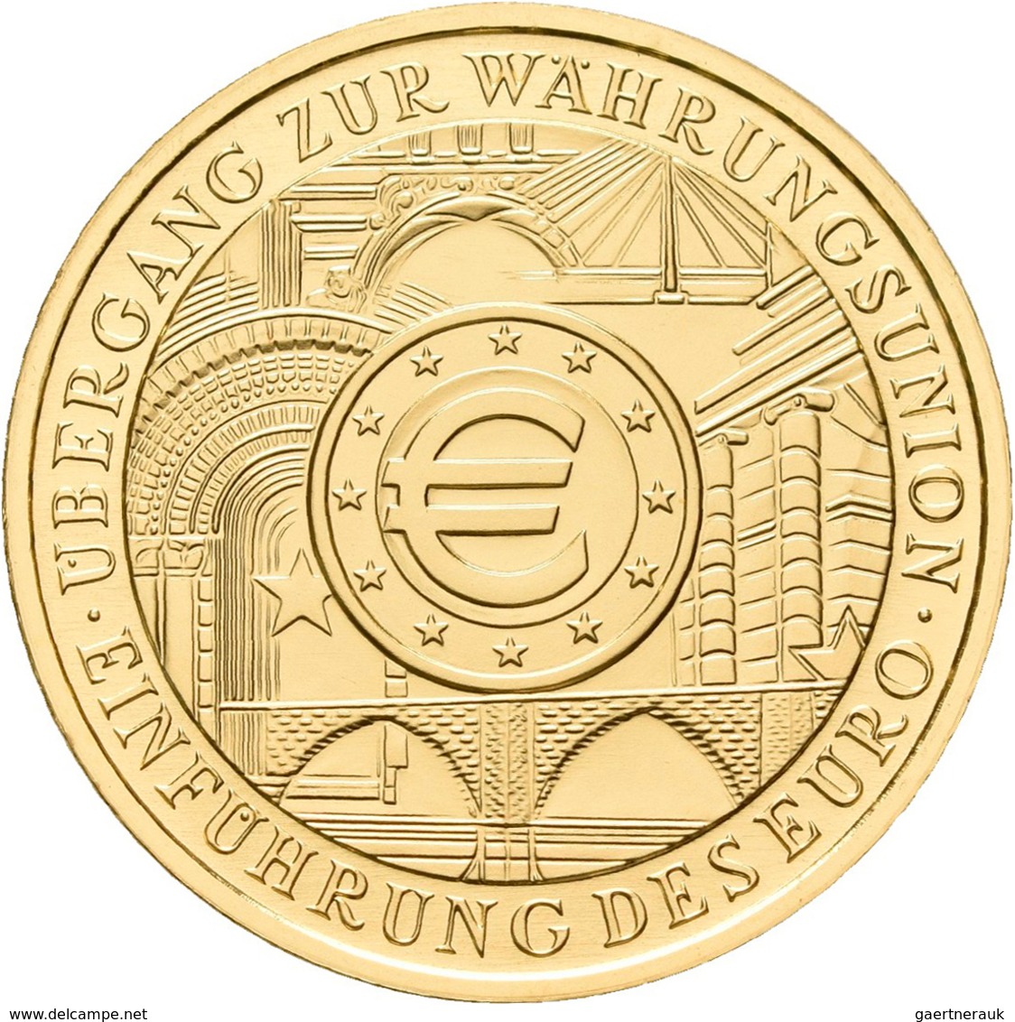 Deutschland - Anlagegold: 100 Euro 2002 Währungsunion (D), In Originalkapsel, Jaeger 493, Gold 999/1 - Germania