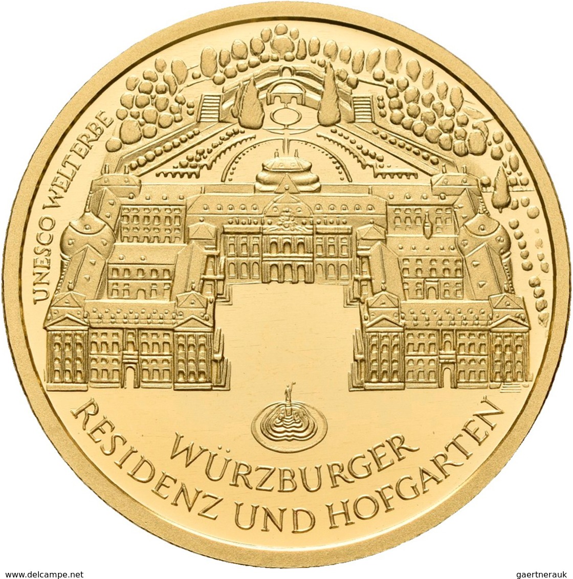 Deutschland - Anlagegold: 100 Euro 2010 Würzburger Residenz (J - Hamburg), In Originalkapsel Und Etu - Alemania