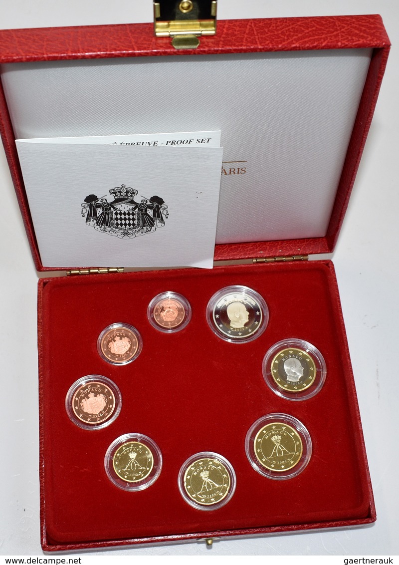 Monaco: Albert II. 2005-,: Kursmünzensatz 2006, 1 Cent Bis 2 Euro, Im Etui Mit Umkarton (etwas Fleck - Mónaco