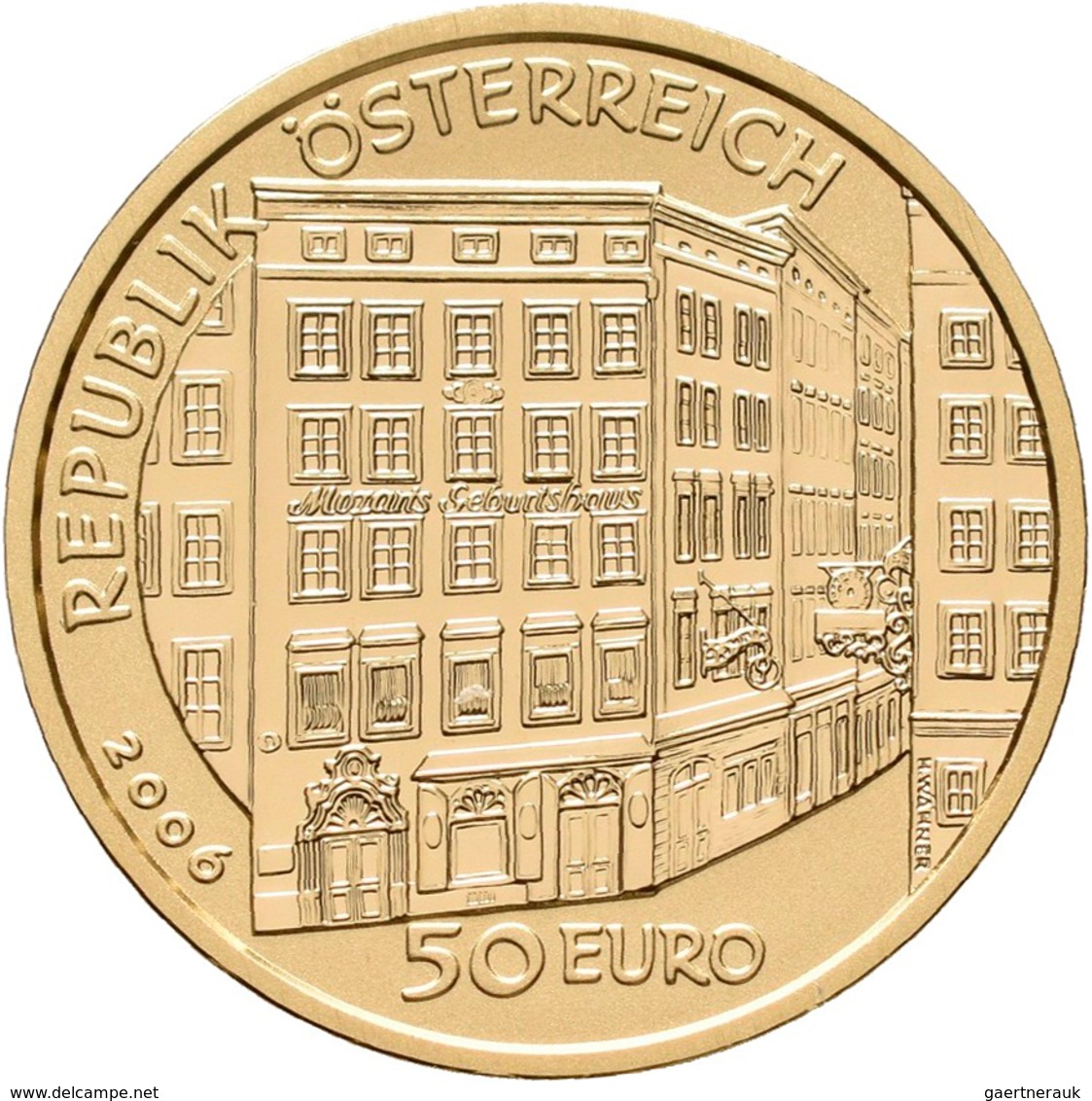 Österreich - Anlagegold: 50 Euro 2006 Grosse Komponisten - Wolfgang Amadeus Mozart. KM# 3130, Friedb - Oesterreich