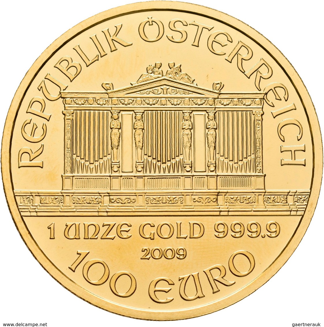 Österreich - Anlagegold: 100 Euro 2009 Wiener Philharmoniker. KM# 3095, Friedberg B5. 31,11 G (1 OZ) - Austria