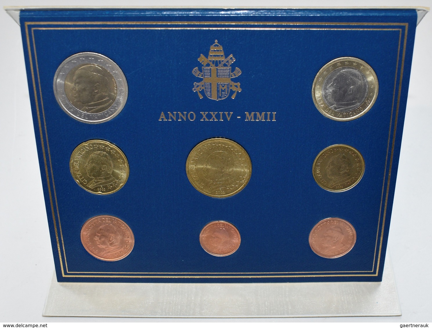 Vatikan: Johannes Paul II. 1978-2005: Kursmünzensatz 2002, 1 Cent Bis 2 Euro, Im Originalfolder (RS - Vaticano