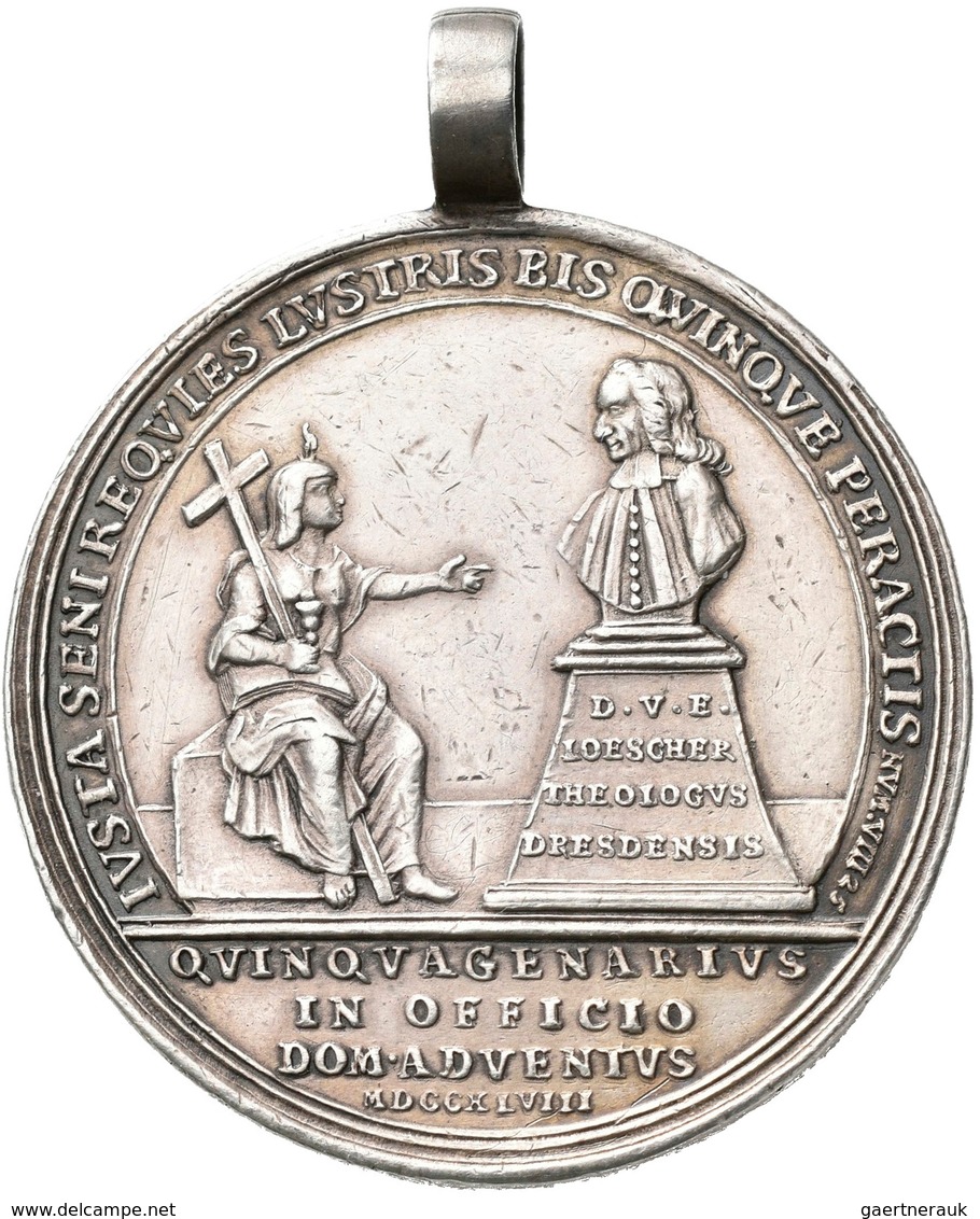Altdeutschland Und RDR Bis 1800: Sachsen, Friedrich August II. 1733-1763: Silbermedaille 1748, Von J - Otros & Sin Clasificación