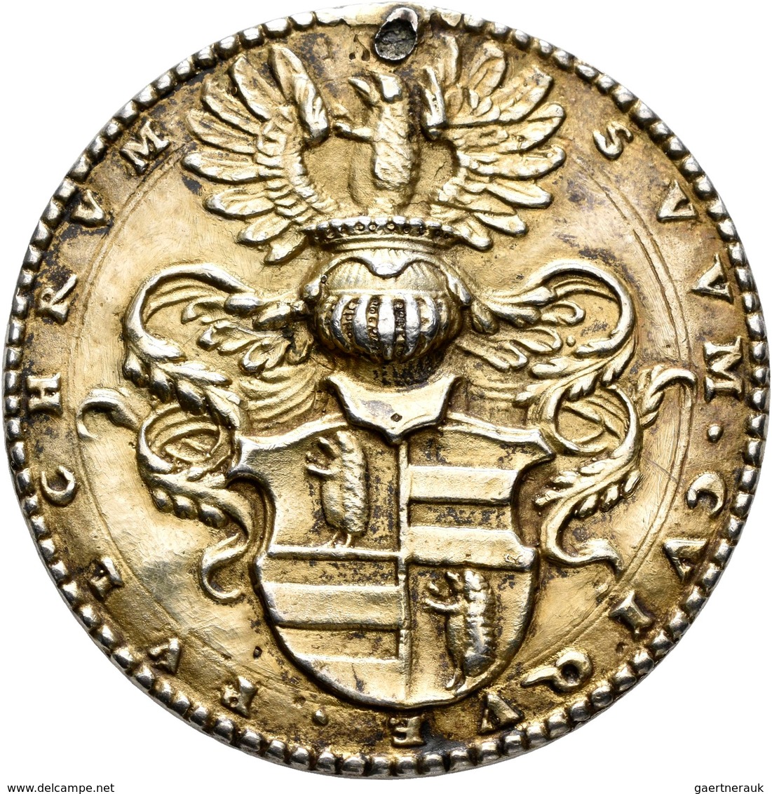 Haus Habsburg: Ferdinand I. 1521-1564: Silbergussmedaille O.J. (1553?) Altvergoldet, Von Joachim Des - Otros – Europa