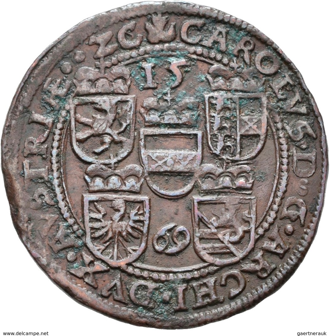 Haus Habsburg: Erzherzog Karl 1564-1590: Rechenpfennig 1569 Klagenfurt. Österreichische Wappen // Fo - Otros – Europa