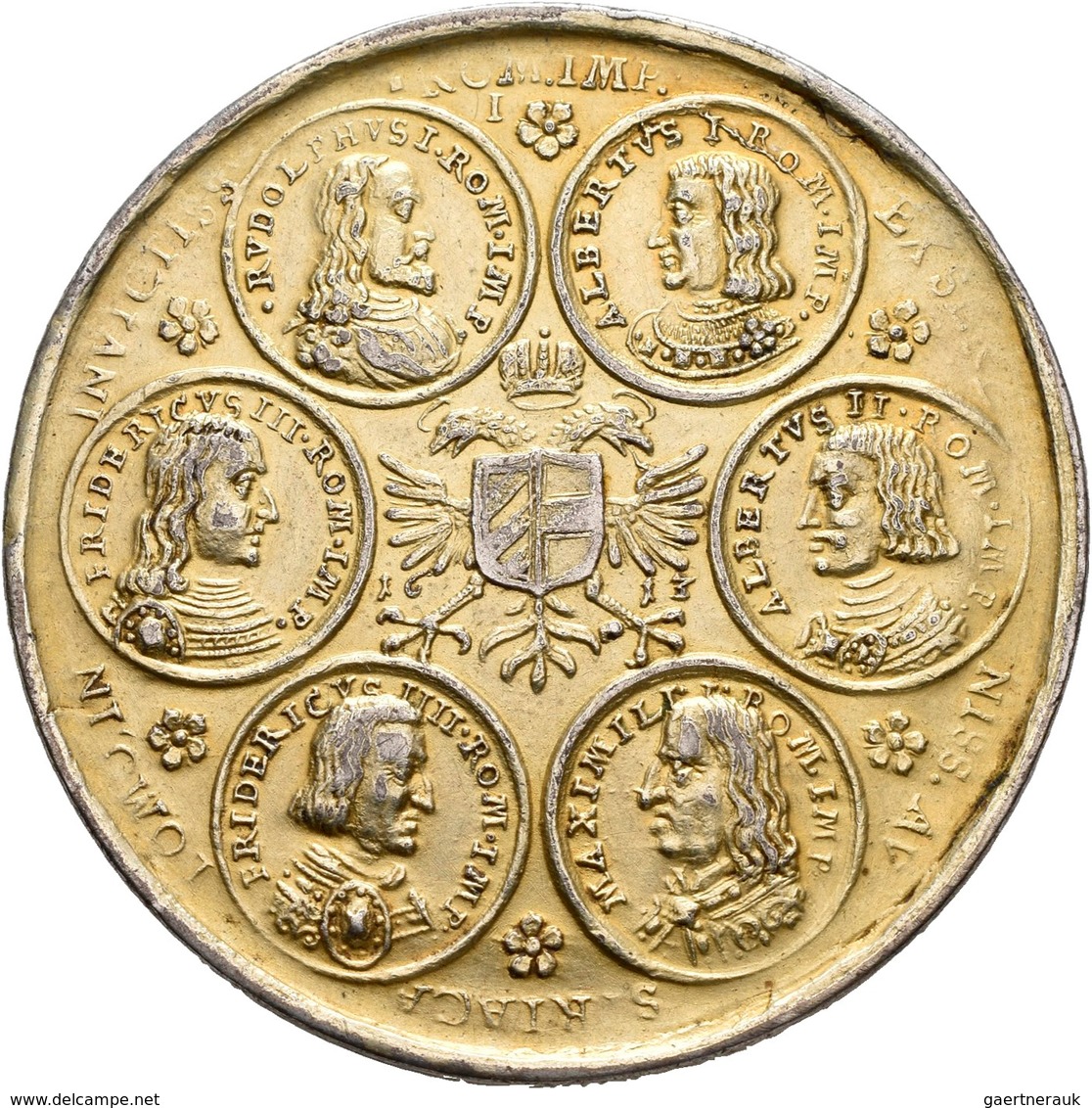 Haus Habsburg: Matthias 1612-1619: Vergoldete Silbermedaille (Elf-Kaiser-Medaille) 1613, Stempel Von - Altri – Europa