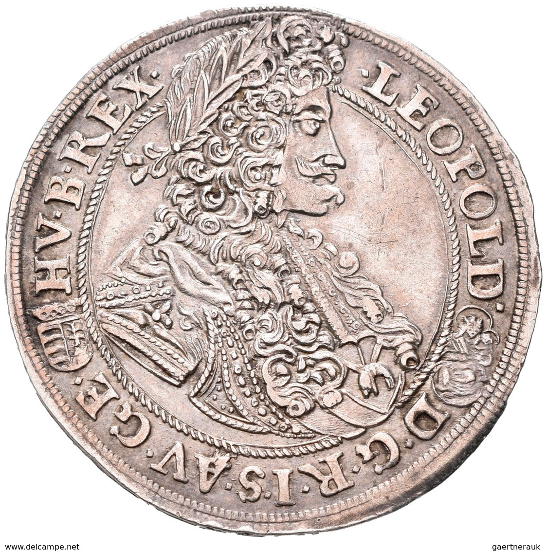 Haus Habsburg: Leopold I. 1657-1705: 1/2 Taler 1699 KB Kremnitz. Herinek 849. 14,31 G. Henkelspur?, - Altri – Europa