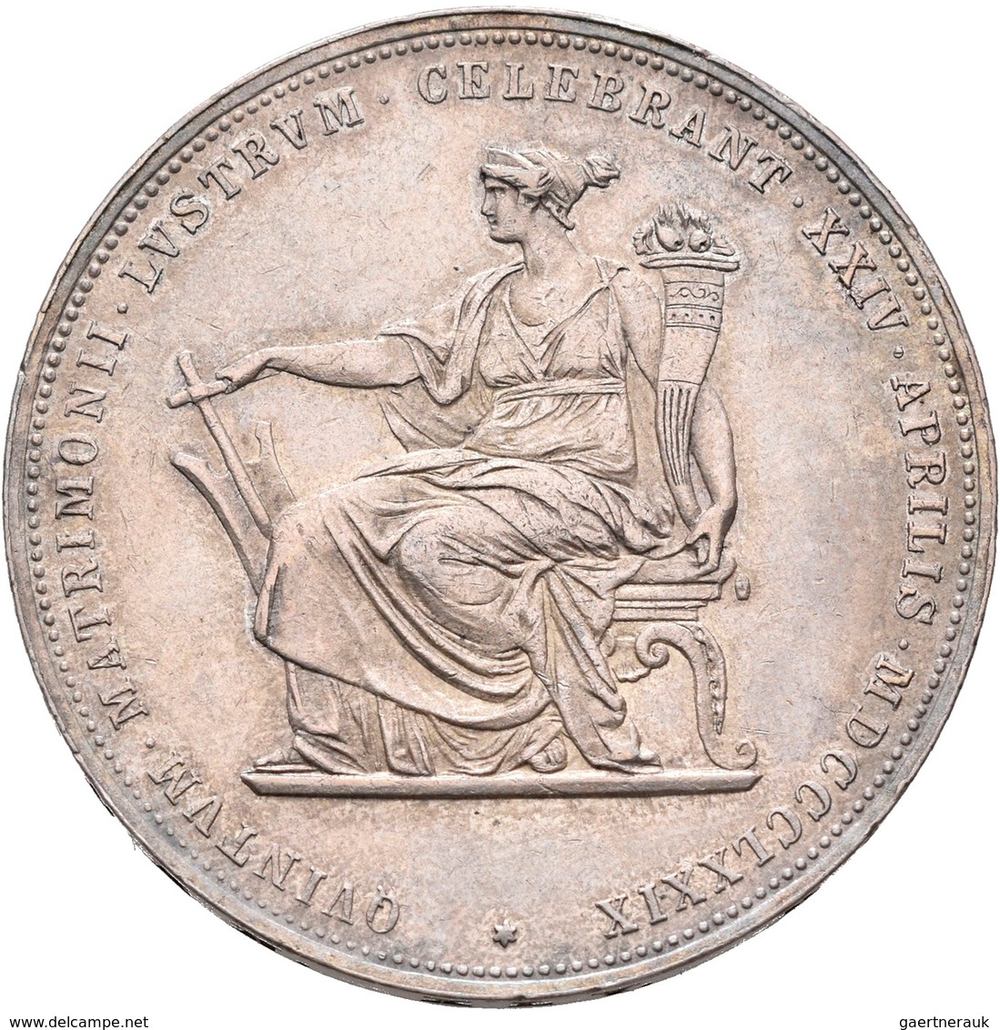 Haus Habsburg: Franz Joseph I. 1848-1916: Doppelgulden 1879, Silberne Hochzeit, Herinek 824, Frühwal - Altri – Europa