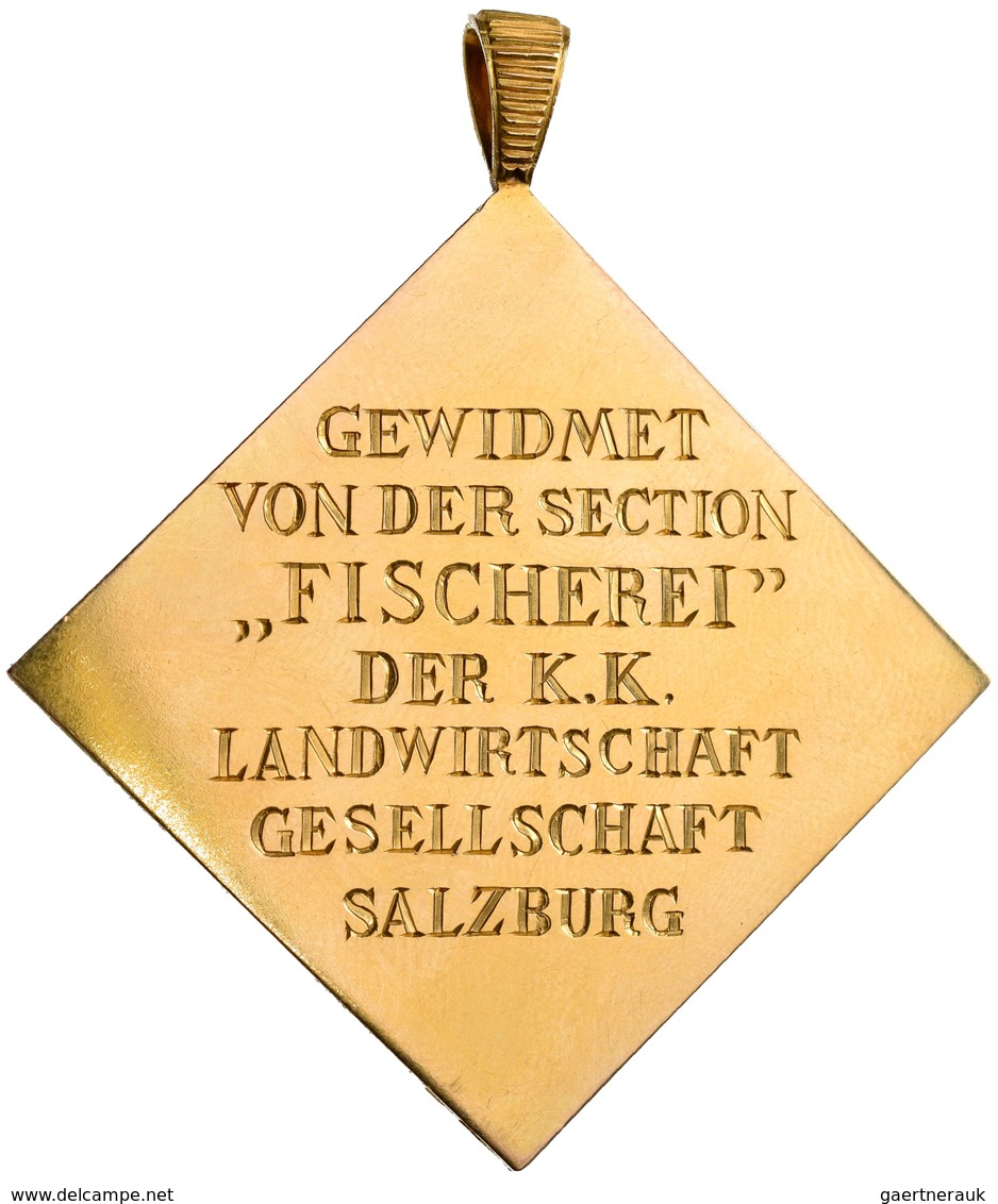 Haus Habsburg: Salzburg: Tragbare Goldene Klippe. PETRI HEIL! WIEN 1902 Fischer Mit Fisch Und Boot A - Sonstige – Europa