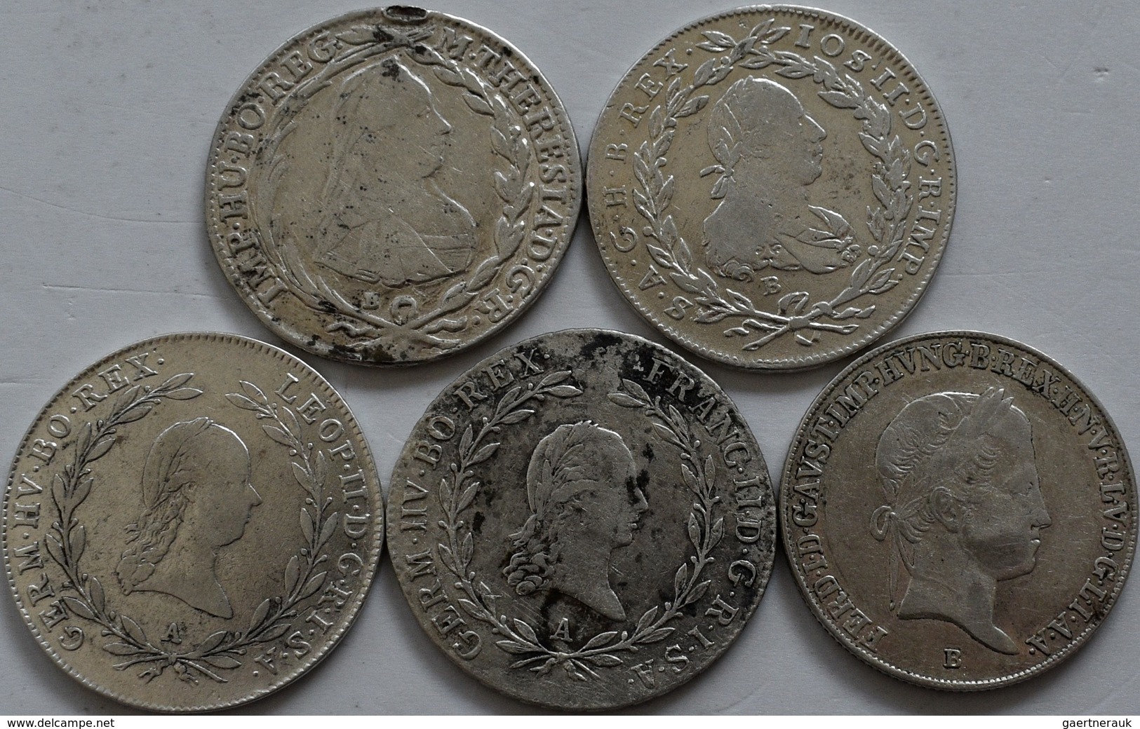 Haus Habsburg: Lot 5 Münzen Zu 20 Kreuzer: Maria Theresia 1775 B, Joseph II. 1782 B, Leopold II. 179 - Otros – Europa