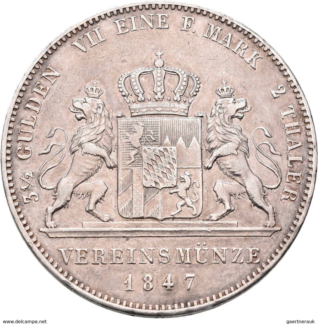 Bayern: Ludwig I. 1825-1848: Doppeltaler (3 1/2 Gulden) 1847, AKS 74, Jaeger 65, Seltener Jahrgang, - Sonstige & Ohne Zuordnung