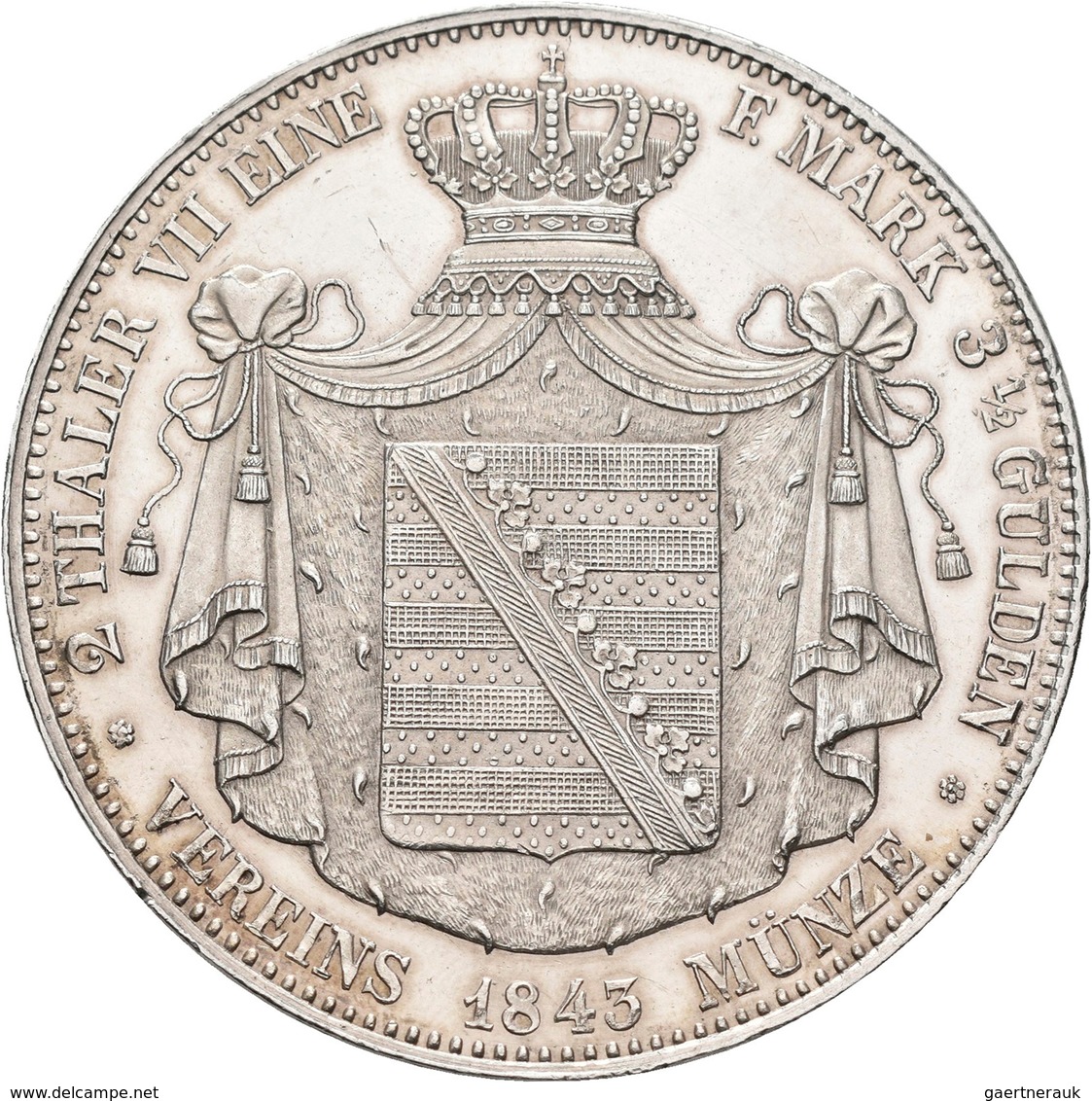 Sachsen-Altenburg: Joseph 1834-1848: 2 Thaler / Doppeltaler / 3 ½ Gulden / Vereinsmünze 1843 G. AKS - Altri & Non Classificati