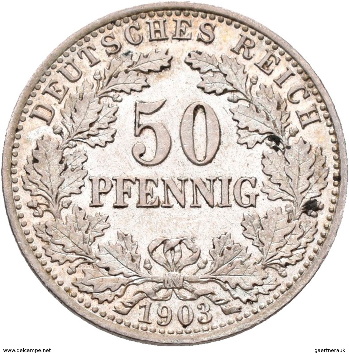 Umlaufmünzen 1 Pf. - 1 Mark: 50 Pfennig 1903 A, Jaeger 15, Vorzüglich. - Taler Et Doppeltaler