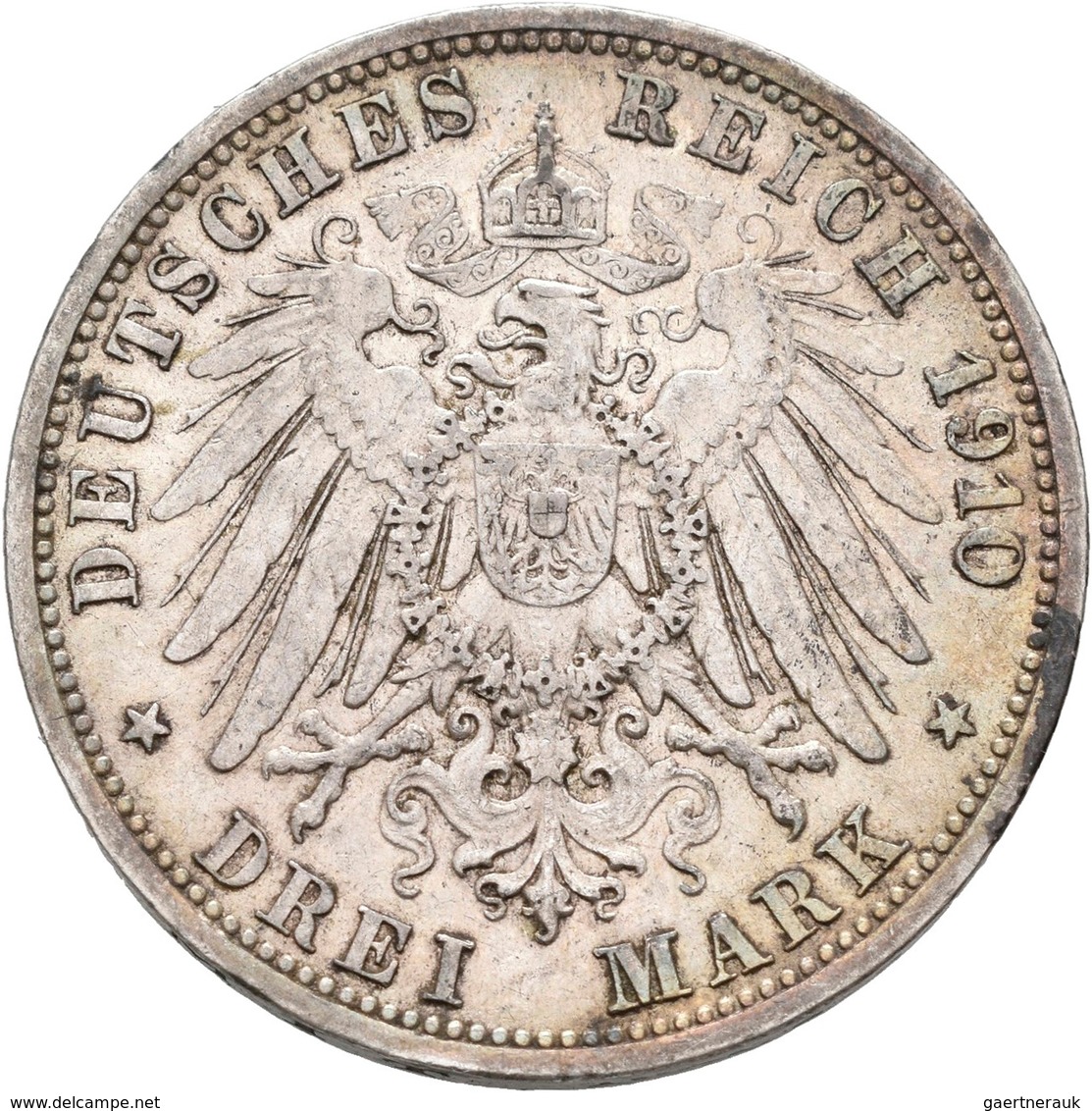 Baden: Lot 3 Münzen: 5 Mark 1875, Jaeger 27; 5 Mark 1907, Jaeger 333; 3 Mark 1910, Jaeger 39. Alle M - Taler & Doppeltaler