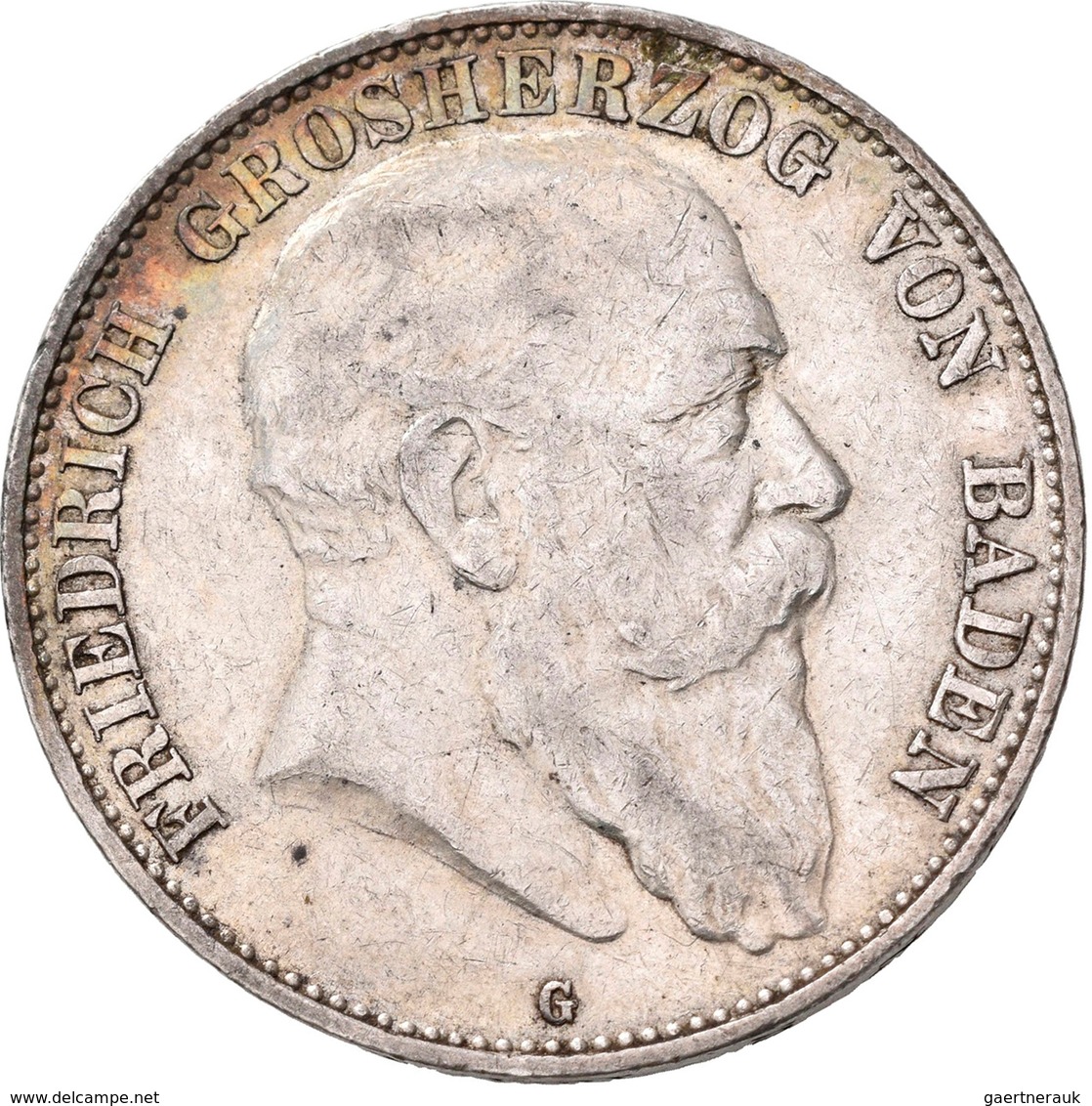 Baden: Lot 3 Münzen: 5 Mark 1875, Jaeger 27; 5 Mark 1907, Jaeger 333; 3 Mark 1910, Jaeger 39. Alle M - Taler & Doppeltaler