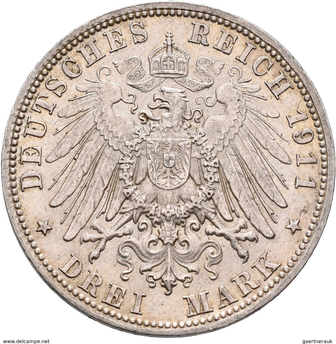 Bayern: Luitpold 1886-1912: Lot 5 Münzen: 2 Mark 1911 (2x), Jaeger 48; 3 Mark 1911 (3x), Jaeger 49. - Taler & Doppeltaler