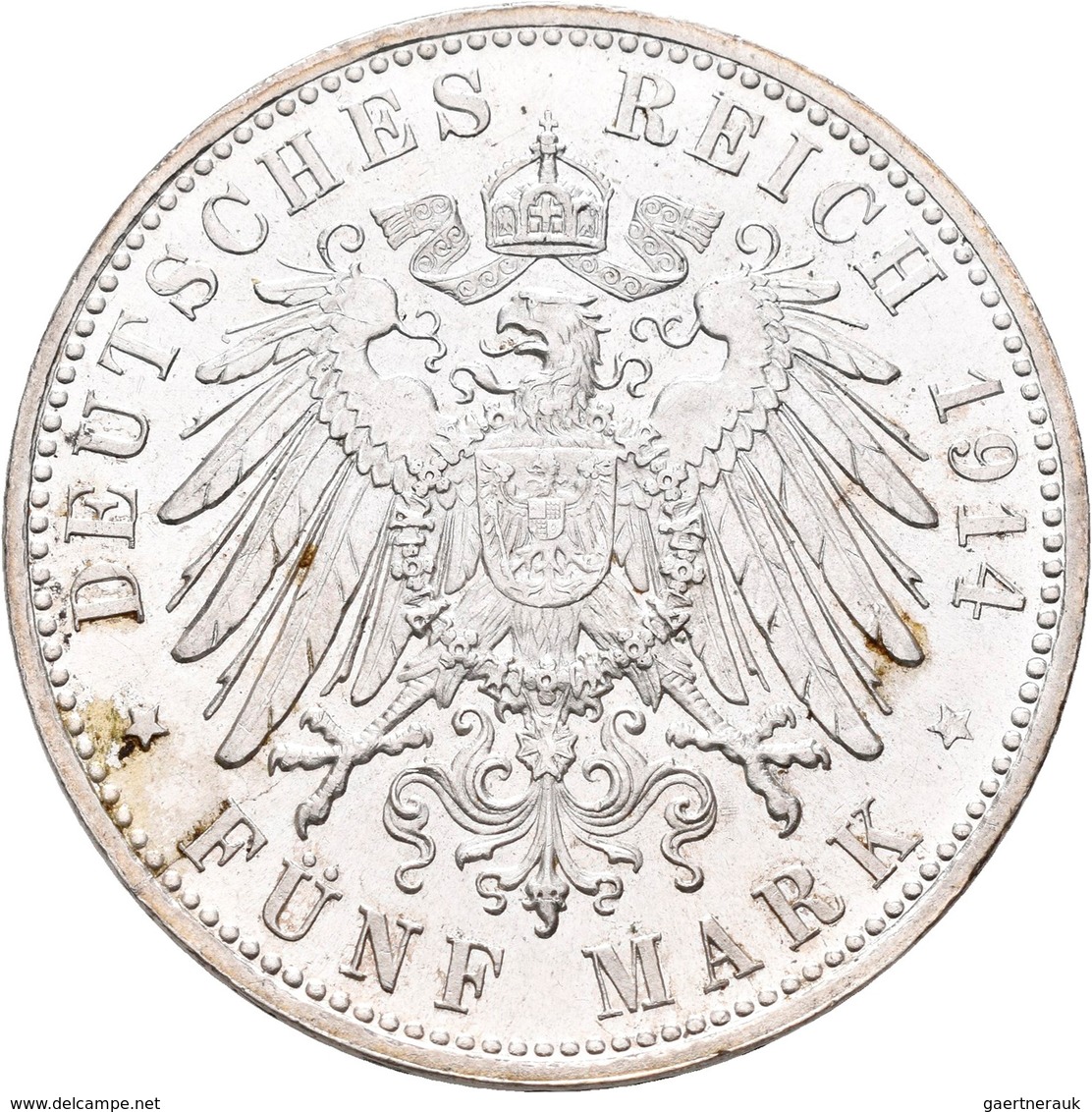 Bayern: Ludwig III. 1913-1918: 5 Mark 1914, Jaeger 53, Winz. Kratzer, Stempelbruch Bei F (von Fünf), - Taler Et Doppeltaler