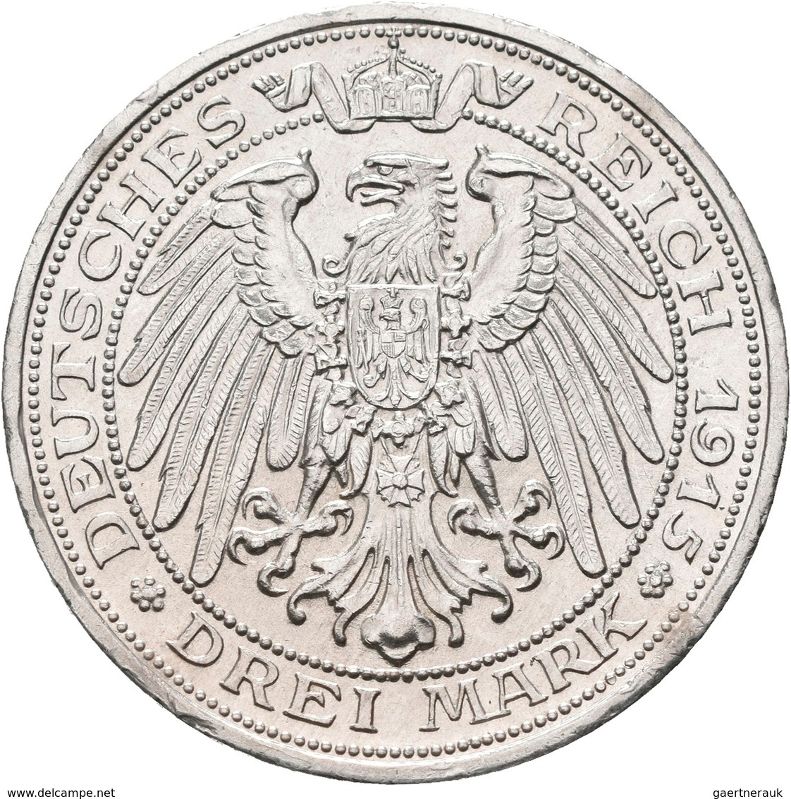 Preußen: Wilhelm II. 1888-1918: 3 Mark 1915 Mansfelder Bergbau, Jaeger 115, Kleine Randfehler, Sonst - Taler & Doppeltaler