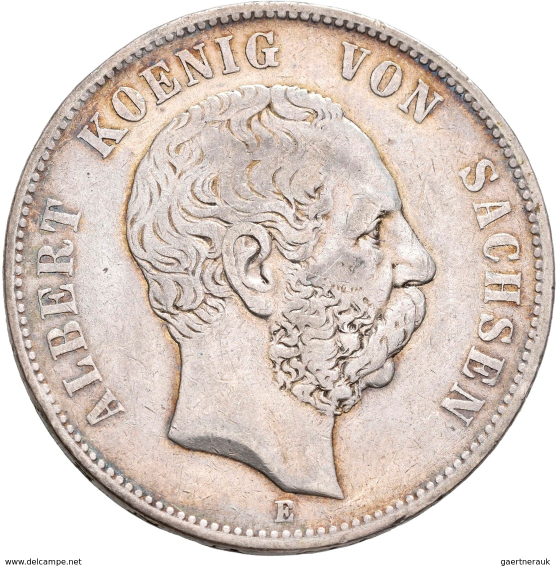 Sachsen: Albert 1873-1902, Lot 2 Münzen: 5 Mark 1876 E, Jaeger 122, Schön-sehr Schön; Dazu 2 Mark 18 - Taler & Doppeltaler