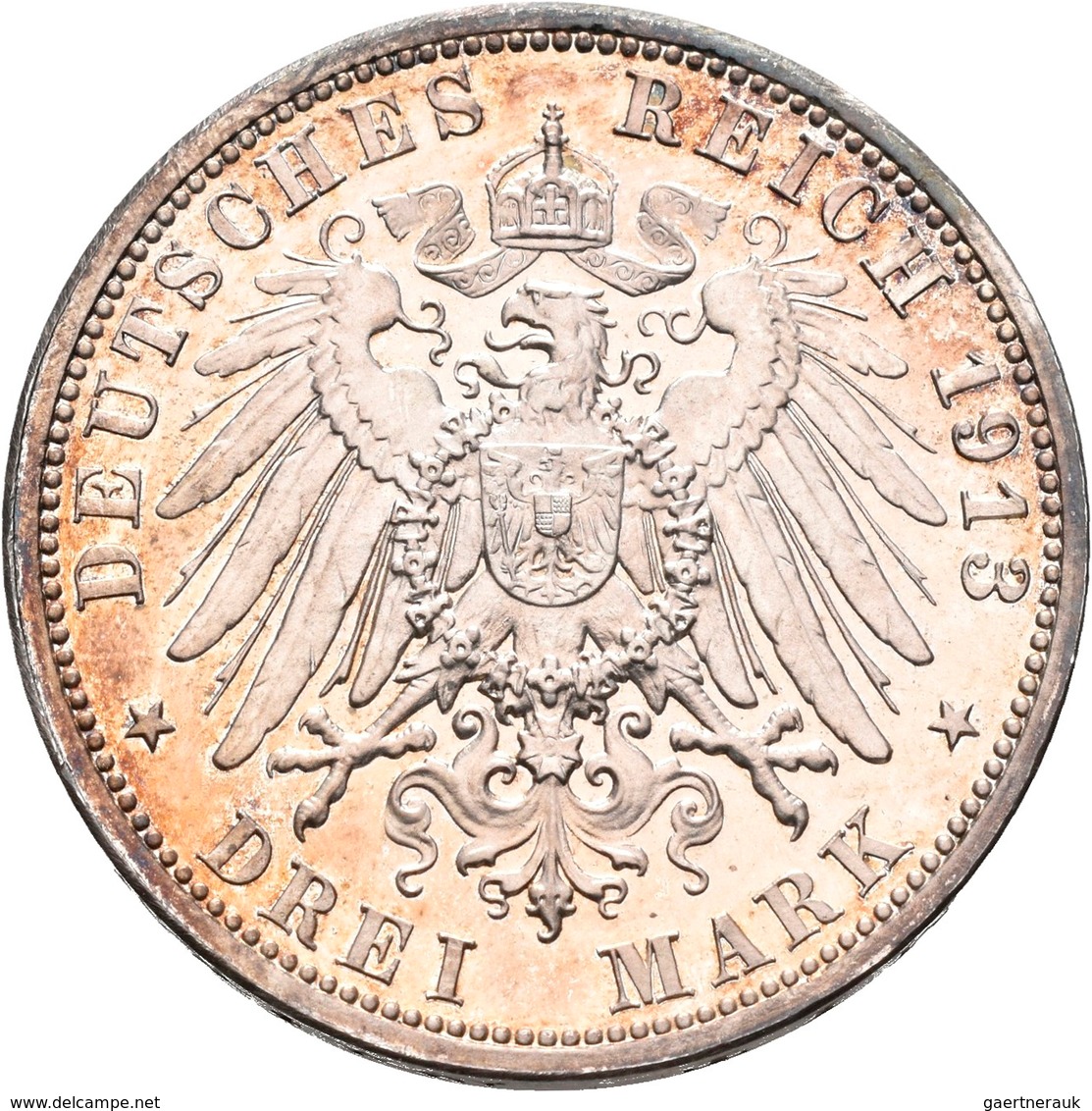 Sachsen: Friedrich August III. 1904-1918: 3 Mark 1913 E, Völkerschlachtdenkmal, Jaeger 140, Prachtex - Taler Et Doppeltaler