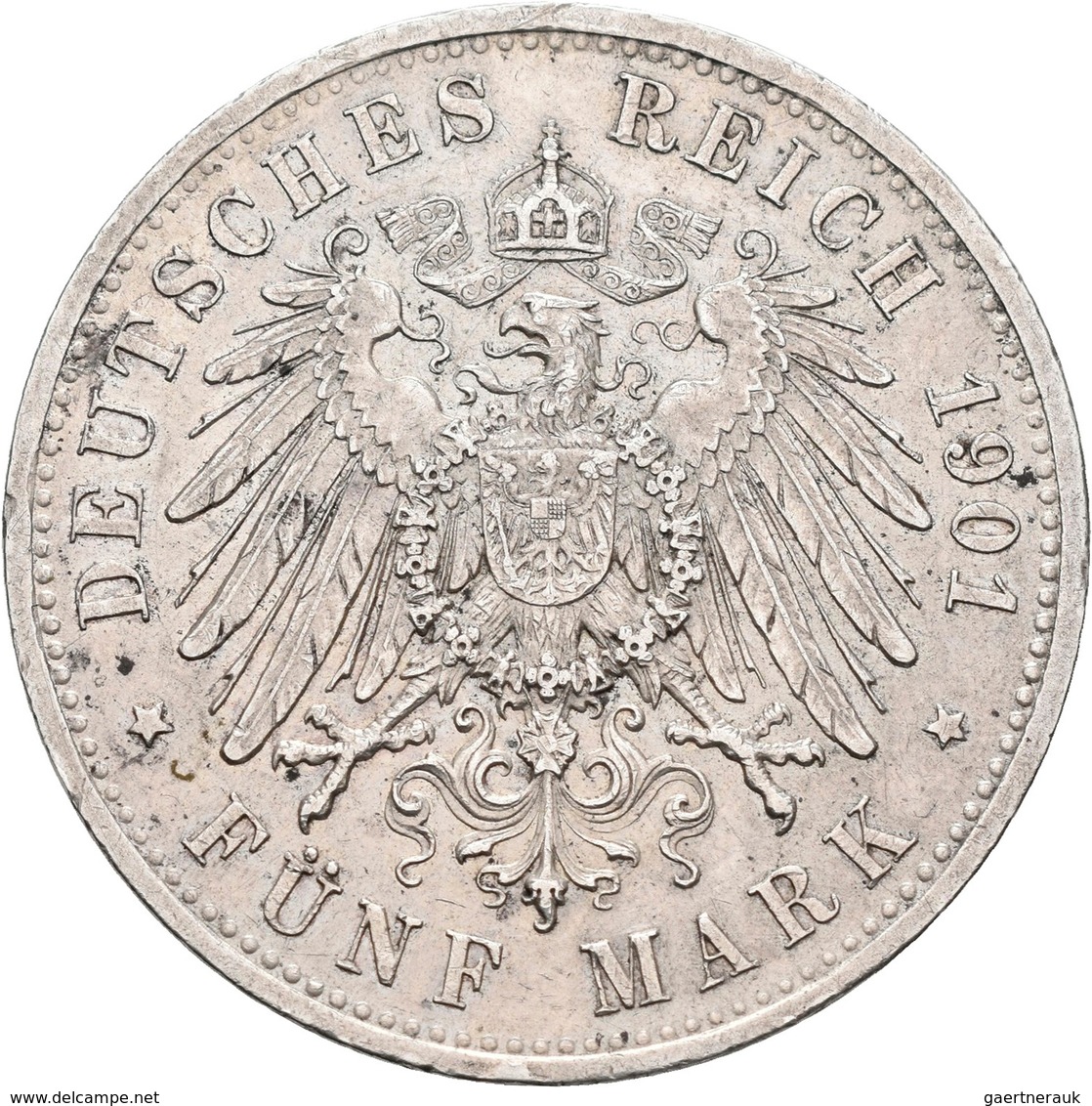 Sachsen-Altenburg: Ernst 1853-1908: 5 Mark 1901 A, Zum 75. Geburtstag, Jaeger 143. Auflage Nur 20.00 - Taler & Doppeltaler