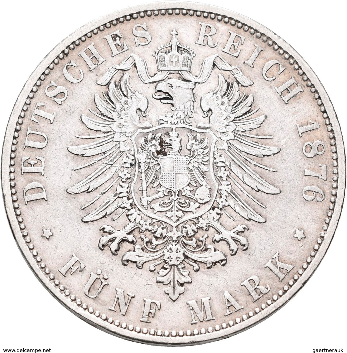 Württemberg: Karl 1864-1891: 5 Mark 1876 F, Jaeger 173, Schön - Sehr Schön. - Taler & Doppeltaler