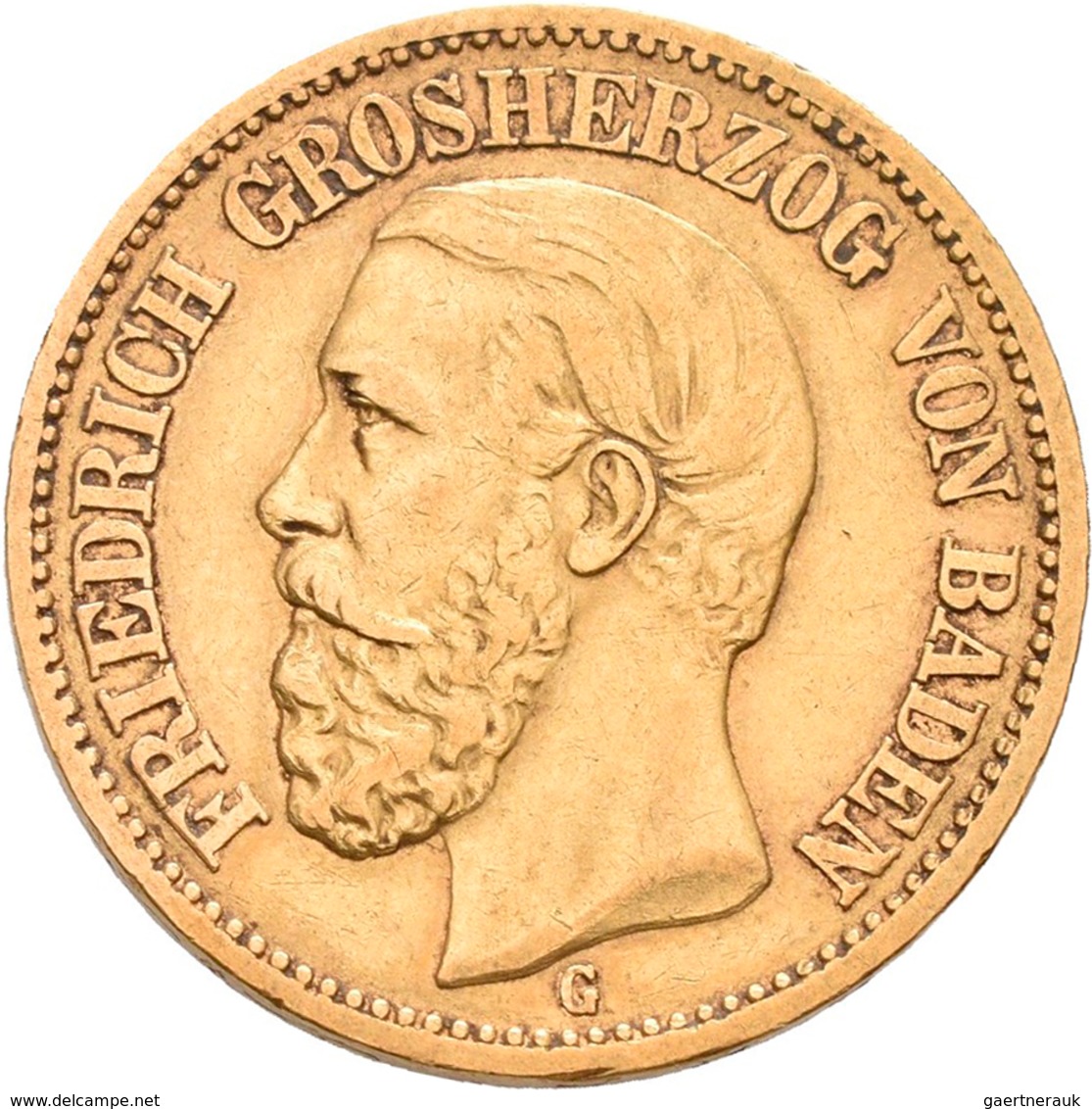 Baden: Friedrich I. 1852-1907: 20 Mark 1872 G, Jaeger 184. 7,89 G, 900/1000 Gold. Sehr Schön. - Monedas En Oro
