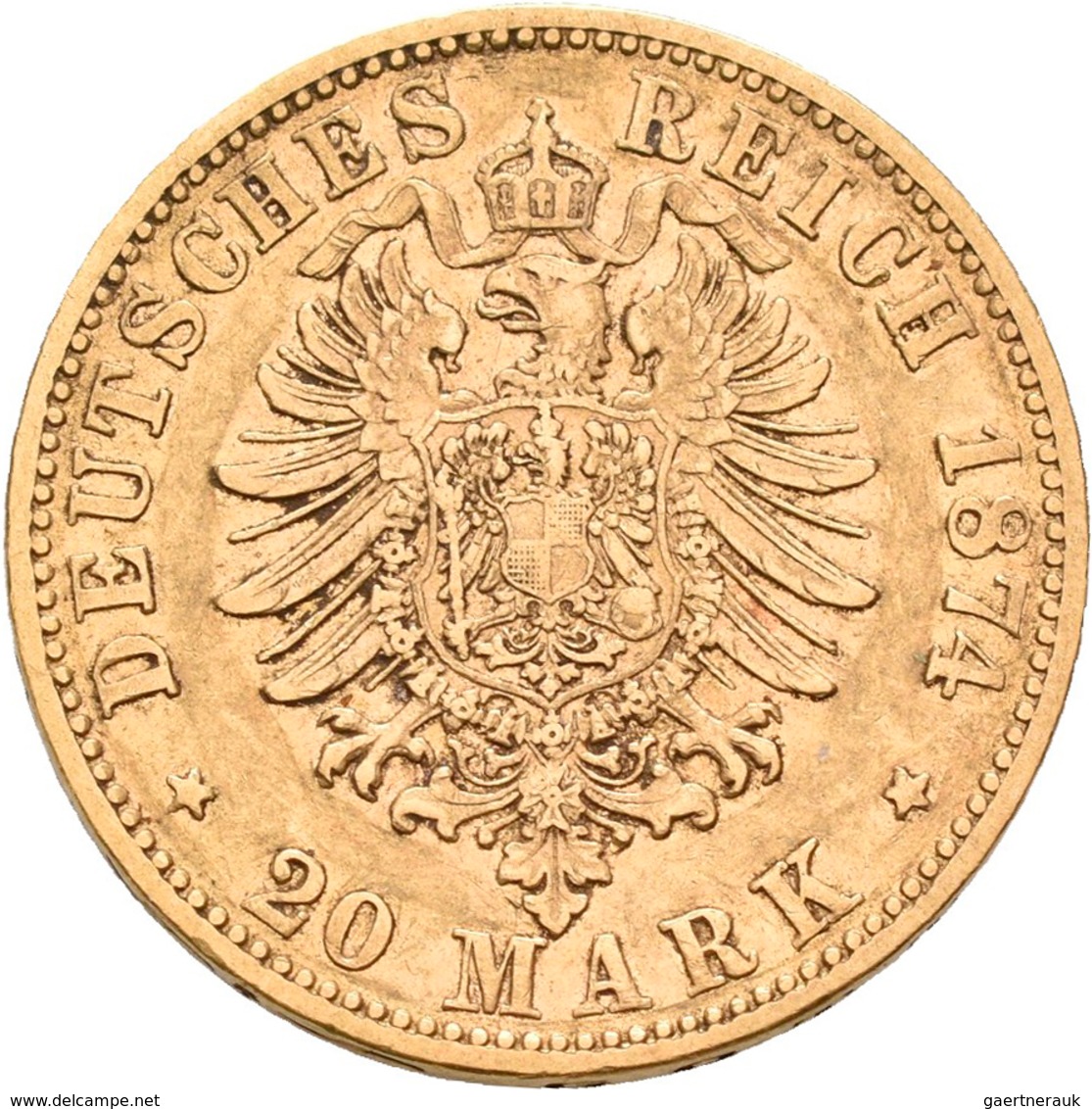 Bayern: Ludwig II. 1864-1886: 20 Mark 1874 D, Jaeger 197. 7,86 G, 900/1000 Gold, Sehr Schön. - Goldmünzen