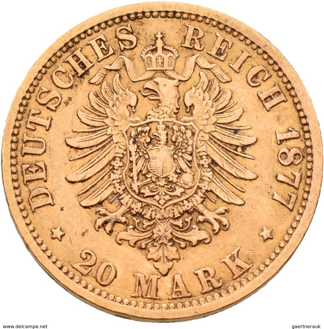 Hamburg: Freie Und Hansestadt: 20 Mark 1877 J, Jaeger 210. 7,92 G, 900/1000 Gold, Sehr Schön. - Gold Coins