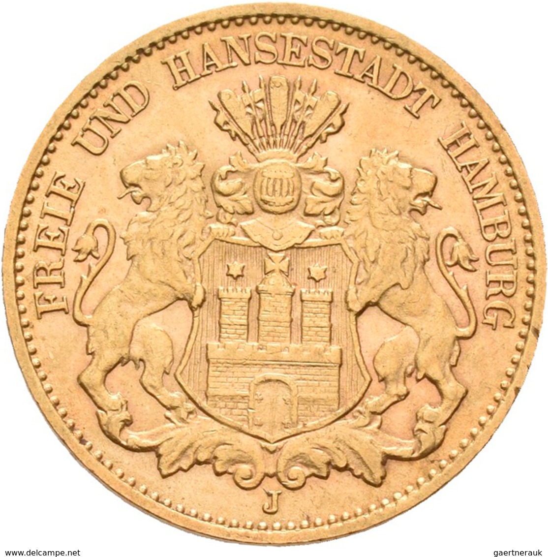 Hamburg: Freie Und Hansestadt: 10 Mark 1910 J, Jaeger 211. 3,97 G, 900/1000 Gold, Winziger Randfehle - Gold Coins