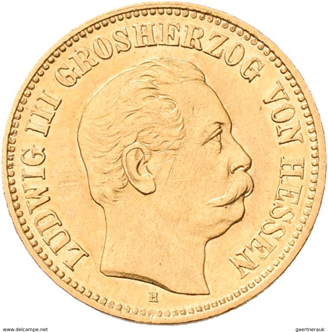 Hessen: Ludwig III. 1848-1877: 5 Mark 1877, Jaeger 215. 1,98 G, 900/1000 Gold, Kratzer, Sehr Schön. - Monedas En Oro