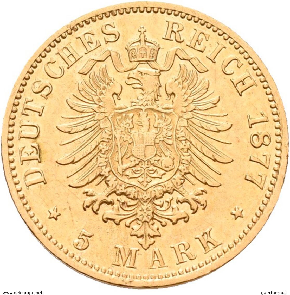 Hessen: Ludwig III. 1848-1877: 5 Mark 1877, Jaeger 215. 1,98 G, 900/1000 Gold, Kratzer, Sehr Schön. - Monedas En Oro