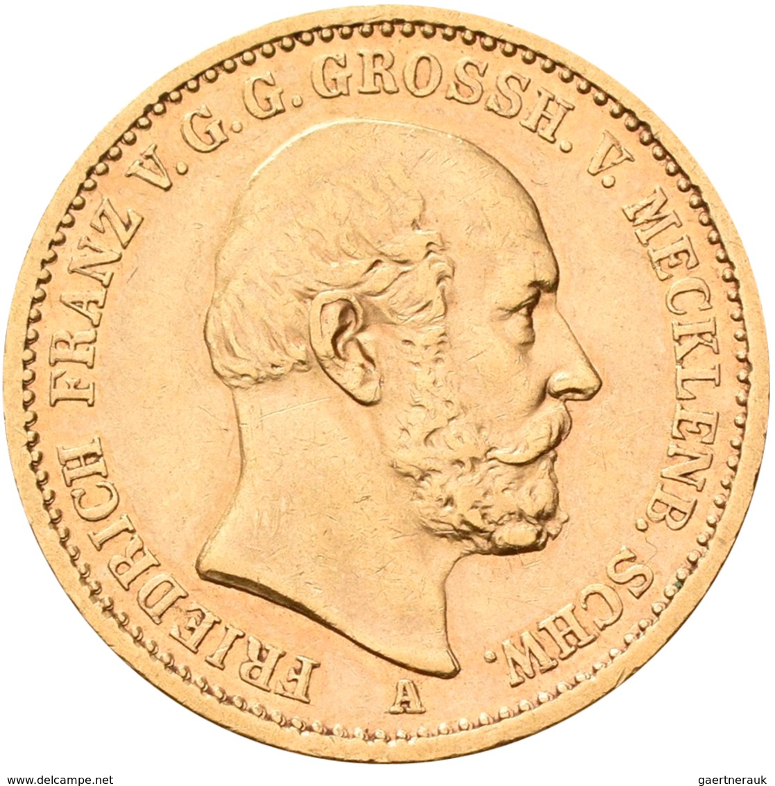 Mecklenburg-Schwerin: Friedrich Franz II. 1842-1883: 20 Mark 1872 A, Jaeger 230. 7,93 G, 900/1000 Go - Monedas En Oro