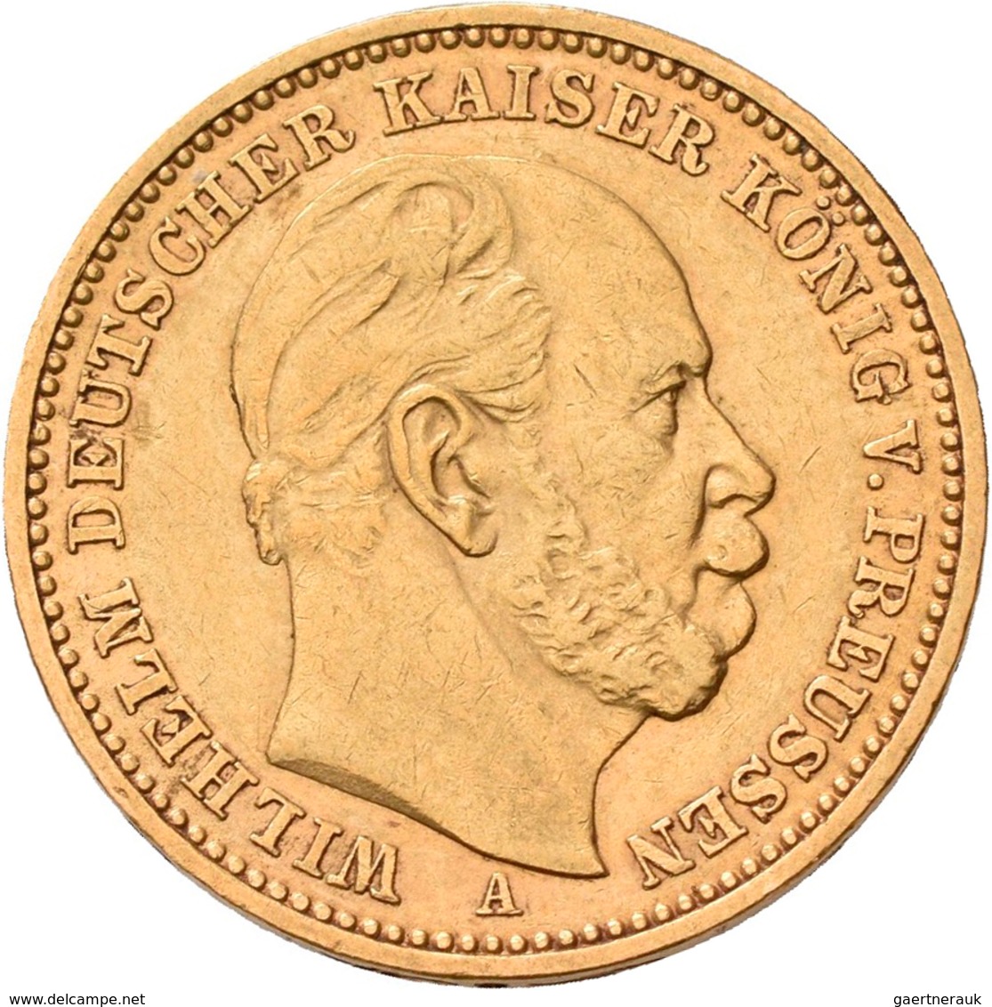 Preußen: Lot 3 Goldmünzen, Wilhelm I. 1861-1888: 3 X 20 Mark 1887 A, Jaeger 246. Jede Münze Wiegt 7, - Goldmünzen