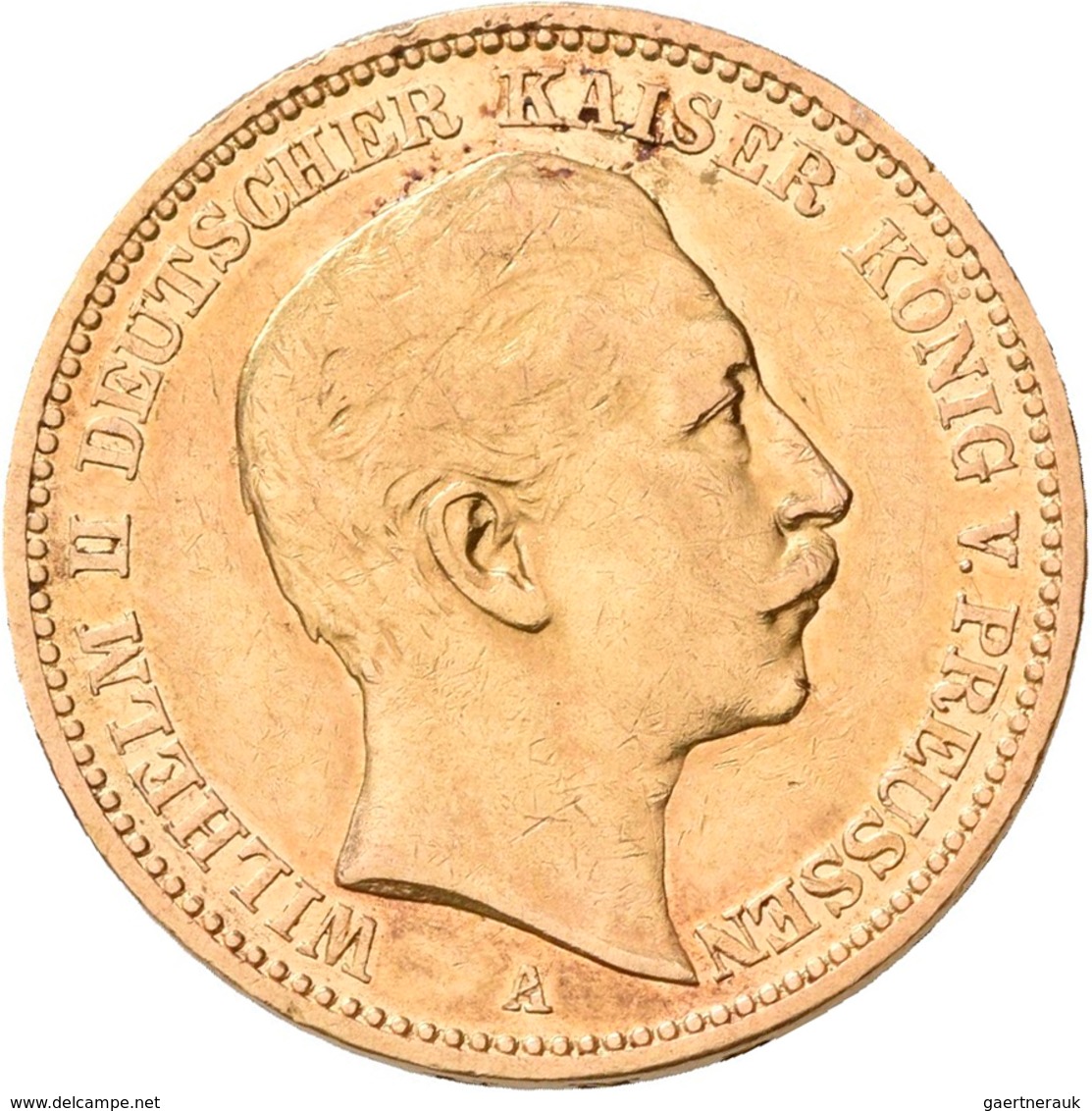 Preußen: Wilhelm II. 1888-1918: 20 Mark 1890 A, Jaeger 252. 7,92 G, 900/1000 Gold. Kratzer, Randuneb - Monete D'oro