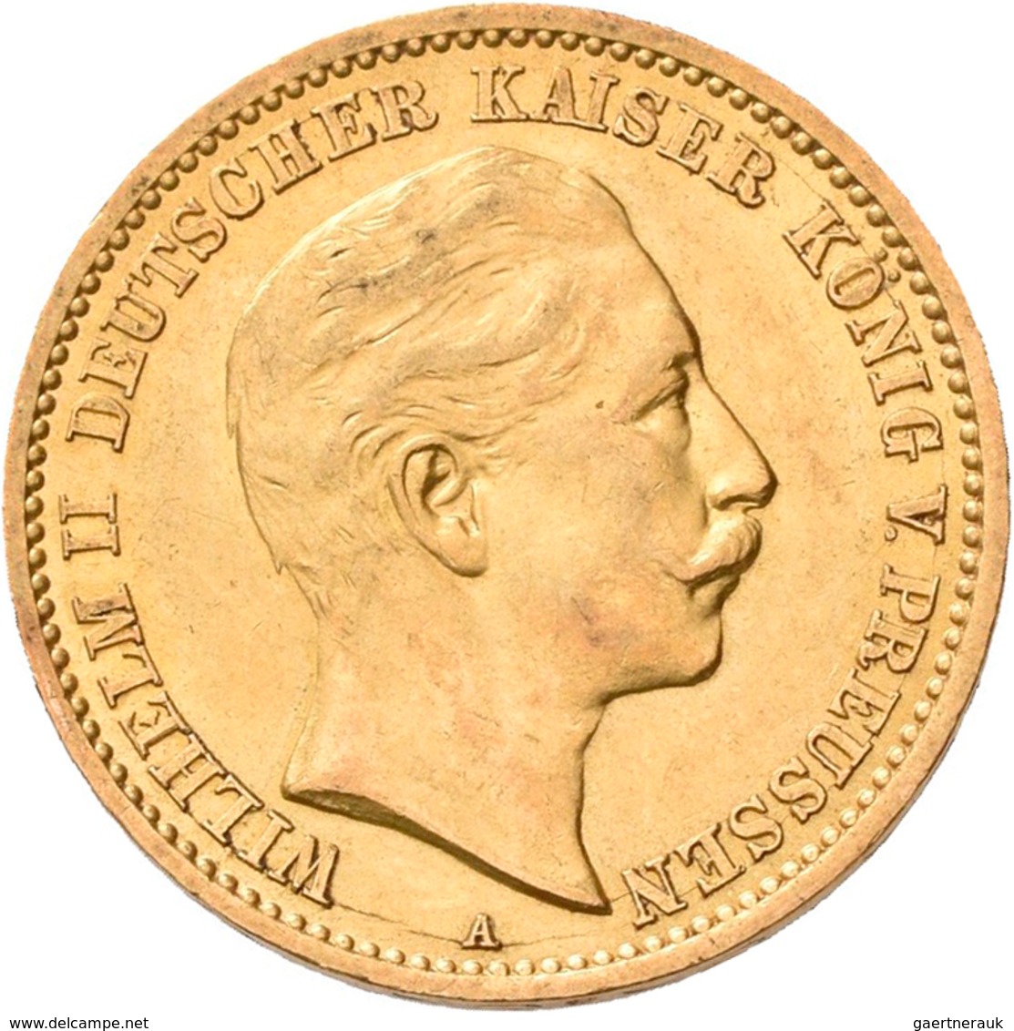 Preußen: Wilhelm II. 1888-1918: 10 Mark 1910 A, Jaeger 251. 3,98 G, 900/1000 Gold, Stempelbruch Unte - Gold Coins