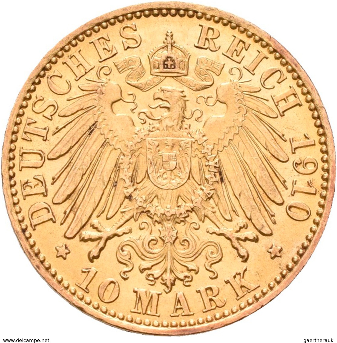 Preußen: Wilhelm II. 1888-1918: 10 Mark 1910 A, Jaeger 251. 3,98 G, 900/1000 Gold, Stempelbruch Unte - Gold Coins