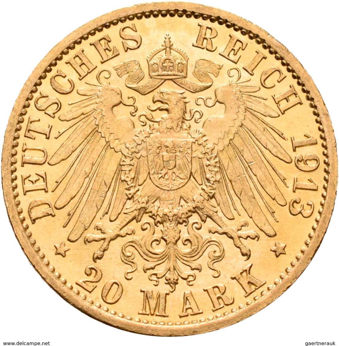 Preußen: Wilhelm II. 1888-1918: 20 Mark 1913 A, Uniform, Jaeger 253, 7,97 G, 900/1000 Gold, Kleine K - Monedas En Oro