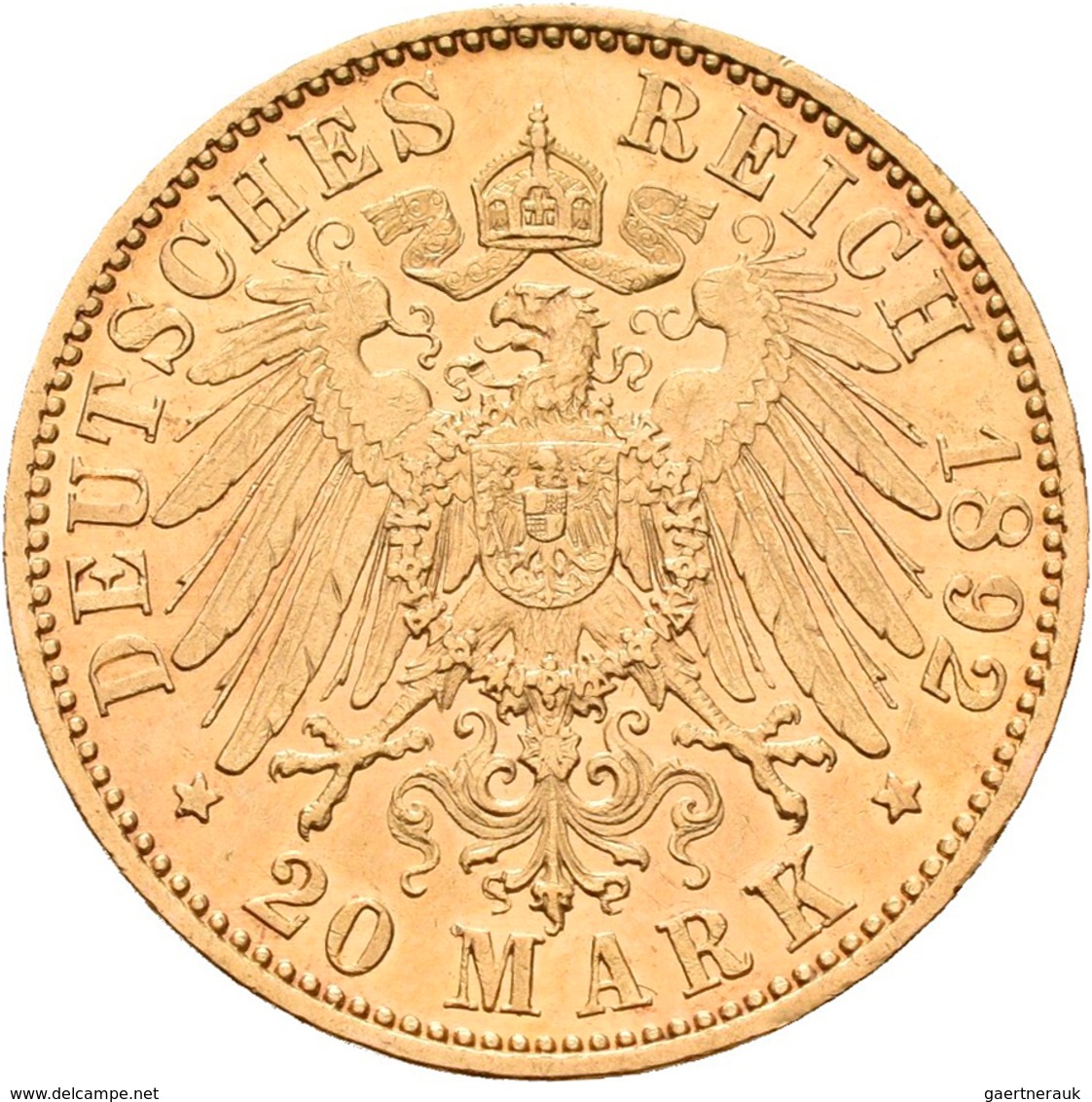 Sachsen-Weimar-Eisenach: Carl Alexander 1853-1901: 20 Mark 1892 A, Jaeger 282. 7,95 G, 900/1000 Gold - Monete D'oro