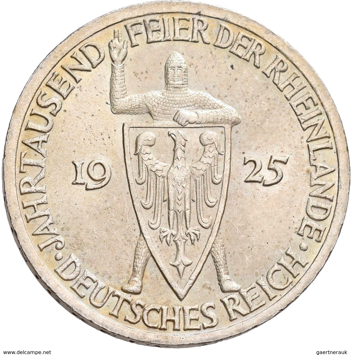 Weimarer Republik: Lot 2 Stück; 5 Reichsmark 1925 G Und 3 Reichsmark 1925 A, Rheinlande, Jaeger 321 - Otros & Sin Clasificación