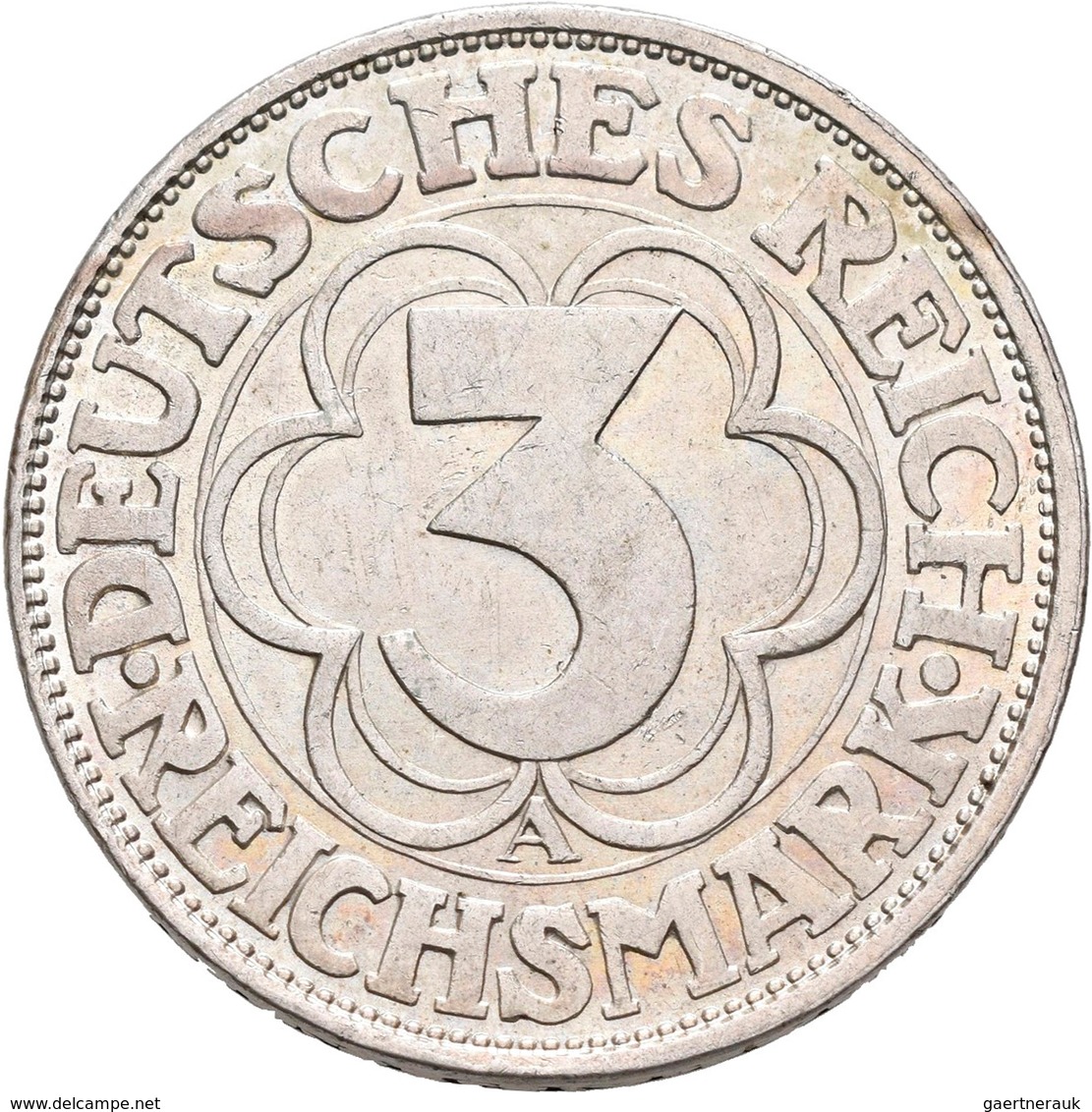 Weimarer Republik: 3 Reichsmark 1927 A, Nordhausen, Jaeger 327, Randschaden, Sehr Schön. - Sonstige & Ohne Zuordnung